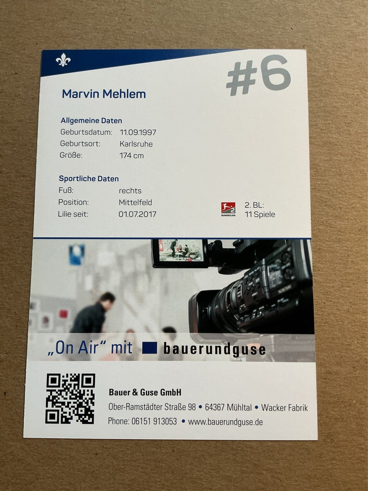 Marvin Mehlem, Germany 🇩🇪 SV Darmstadt 98 2017/18 hand signed - Autographs-World