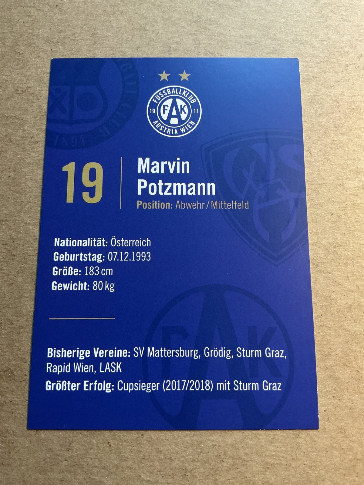 Marvin Potzmann, Austria 🇦🇹 FK Austria Wien 2023/24 hand signed - Autographs-World