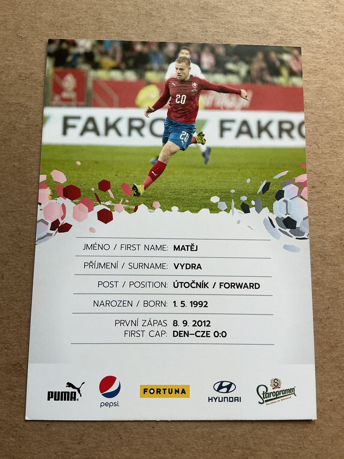 Matěj Vydra, Czech Republic 🇨🇿 UEFA Euro Cup 2020 hand signed - Autographs-World