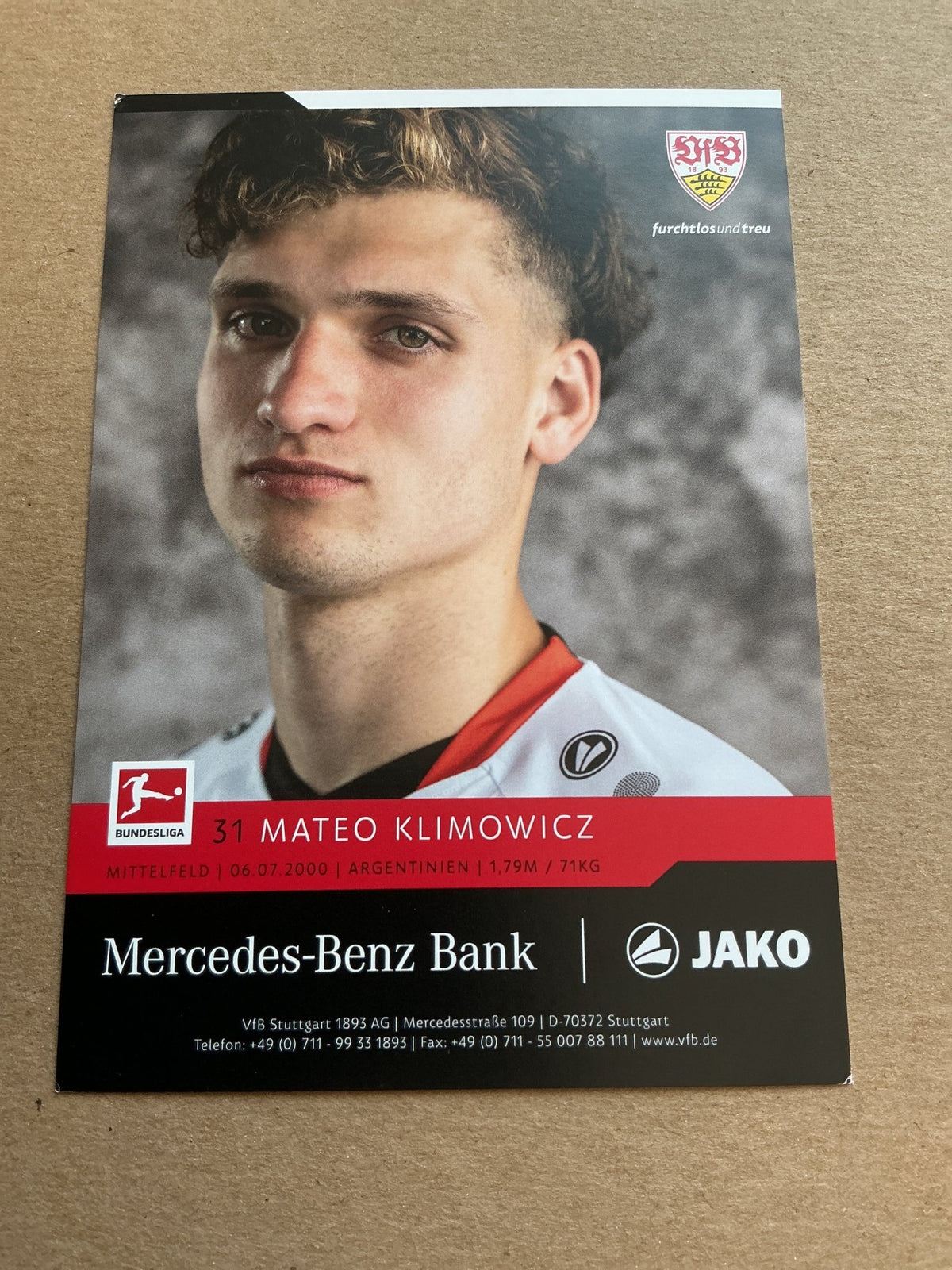Mateo Klimowicz, Argentina 🇦🇷 VfB Stuttgart 2021/22 hand signed - Autographs-World