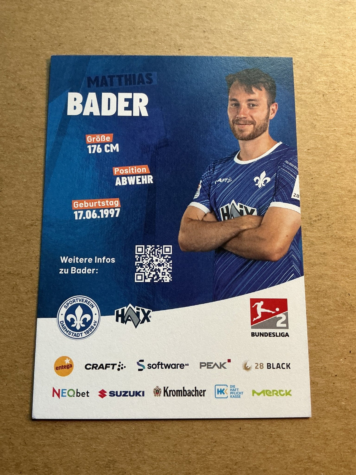 Matthias Bader, Germany 🇩🇪 SV Darmstadt 98 2023/24 hand signed - Autographs-World