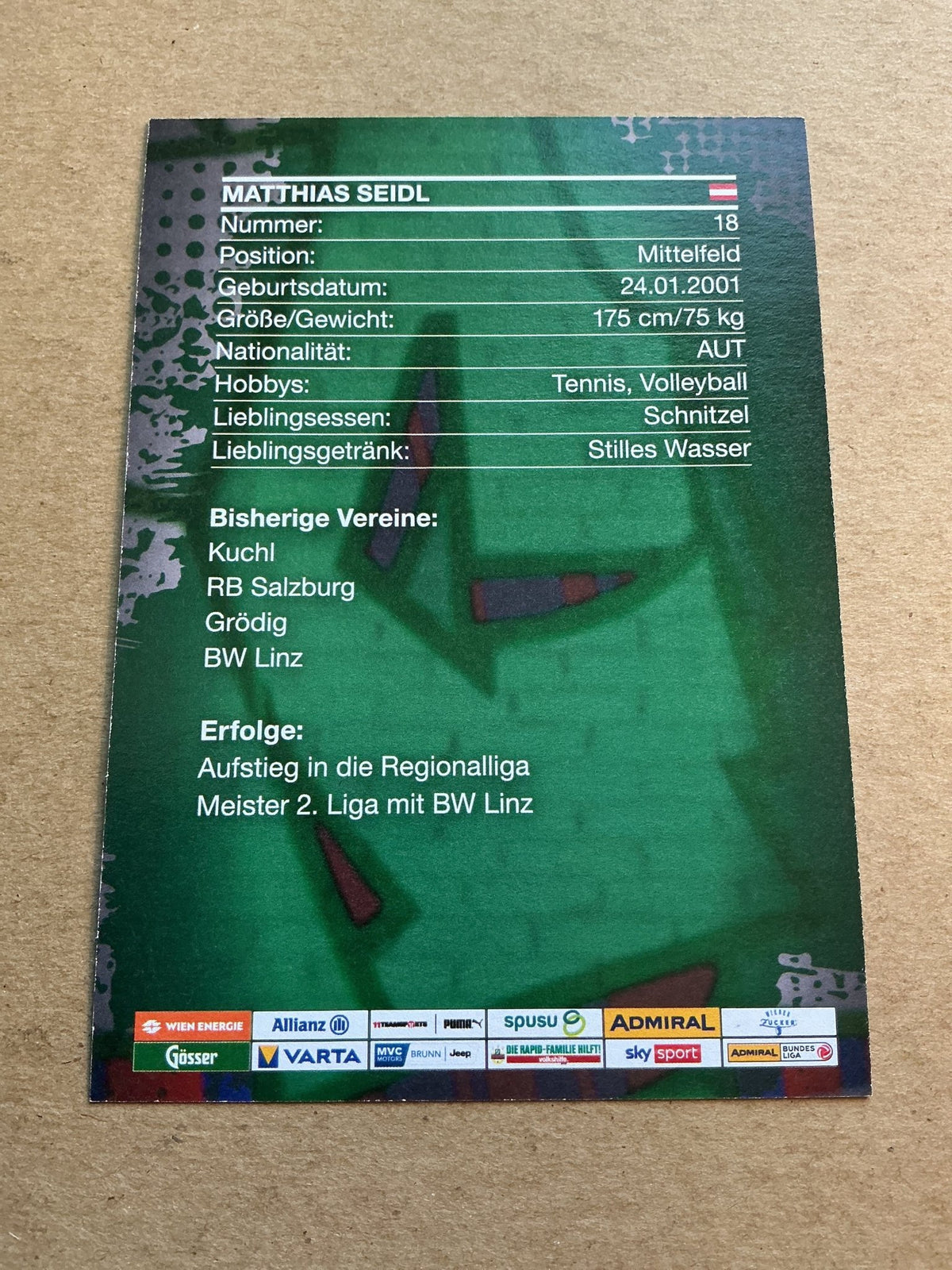 Matthias Seidl, Austria 🇦🇹 SK Rapid Wien 2023/24 hand signed - Autographs-World