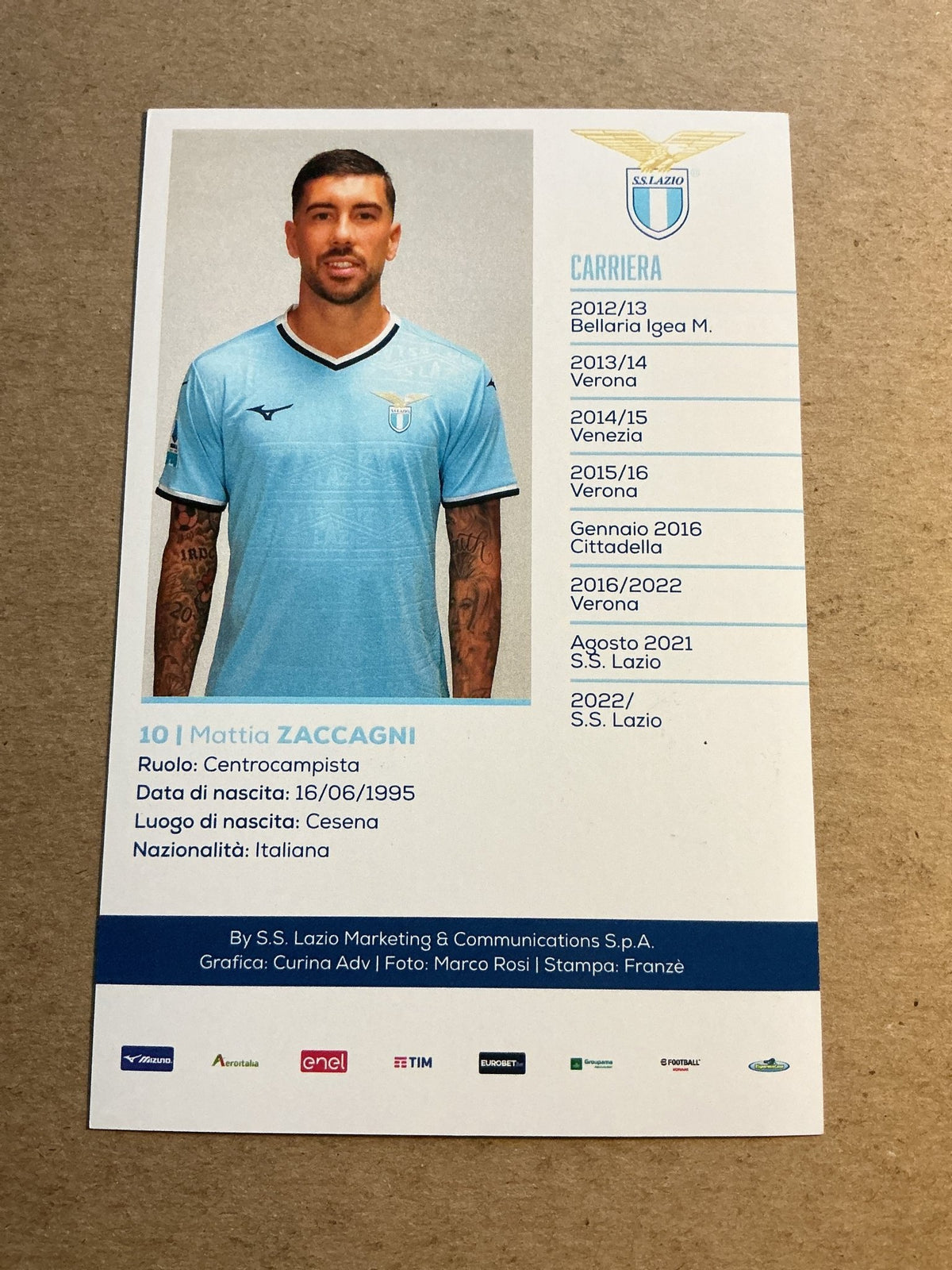 Mattia Zaccagni, Italy 🇮🇹 SS Lazio 2024/25 hand signed - Autographs-World