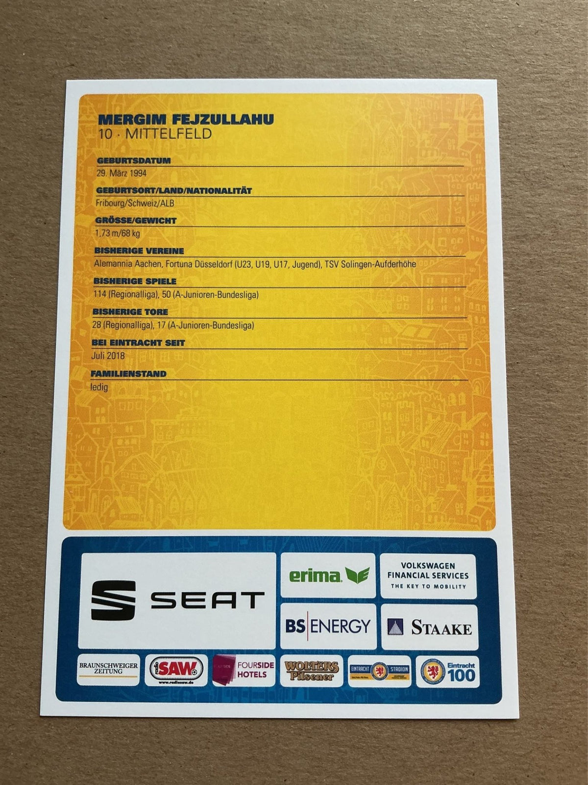 Mergim Fejzullahu, Switzerland 🇨🇠Eintracht Braunschweig 2018/19 hand signed - Autographs-World