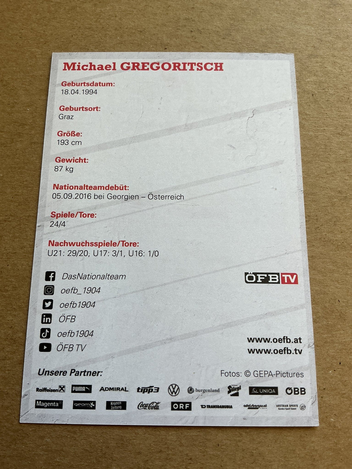 Michael Gregoritsch, Austria 🇦🇹 2021 hand signed - Autographs-World