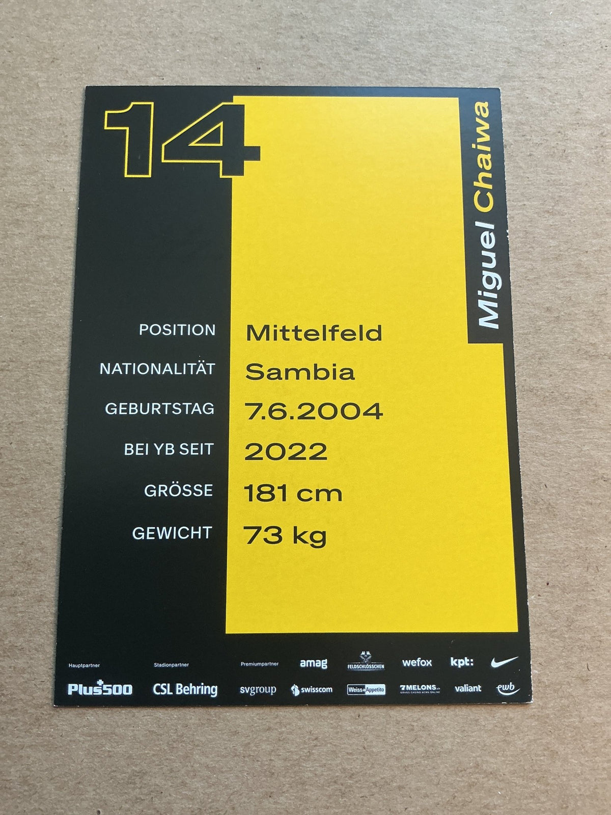 Miguel Chaiwa, Zambia 🇿🇲 BSC Young Boys Bern 2022/23 hand signed - Autographs-World