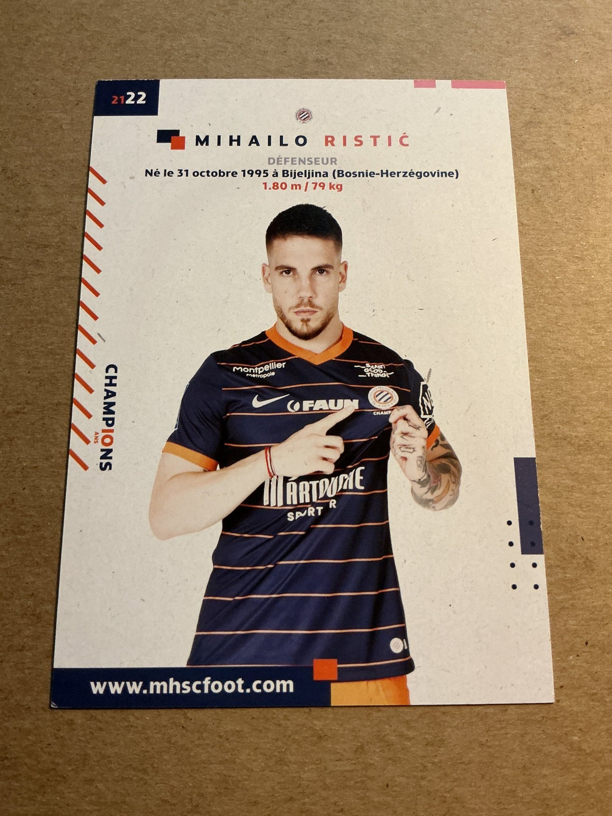 Mihailo Ristić, Serbia 🇷🇸 Montpellier HSC 2021/22 hand signed - Autographs-World