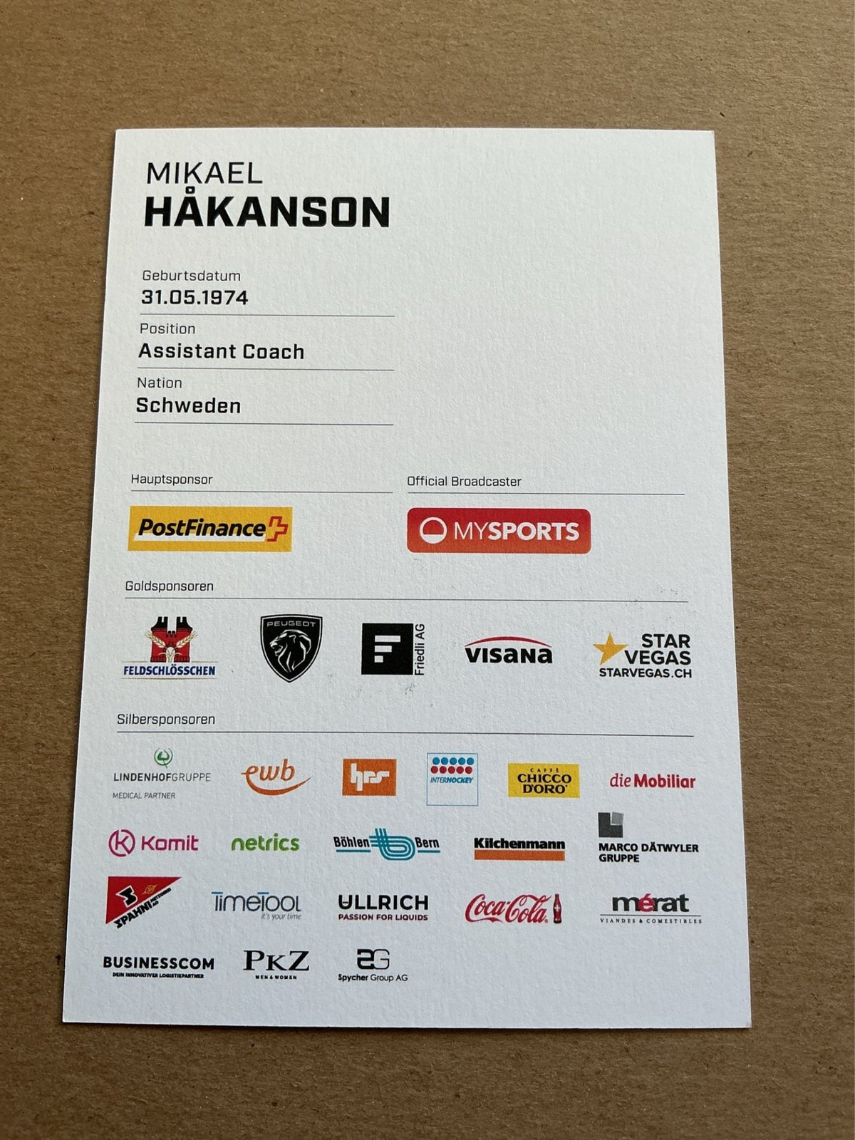 Mikael Håkanson, Sweden 🇸🇪 SC Bern 2023/24 hand signed - Autographs-World
