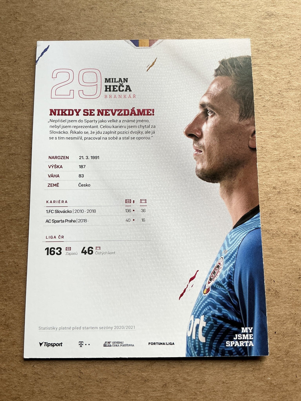 Milan Heča, Czech Republic 🇨🇿 AC Sparta Prague 2020/21 hand signed - Autographs-World