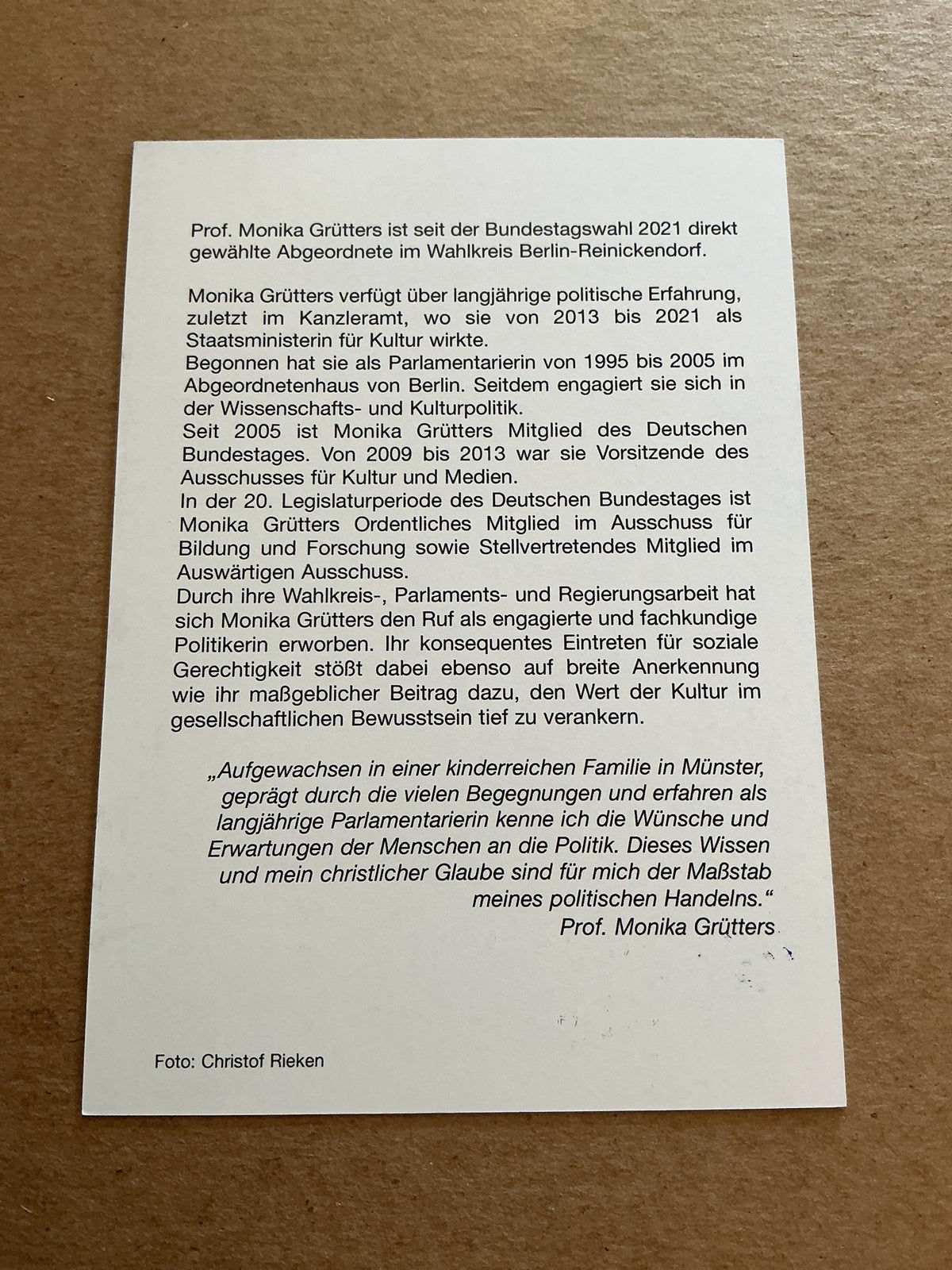 Monika Grütters, Germany 🇩🇪 Member of Parlament 2025 hand signed - Autographs-World
