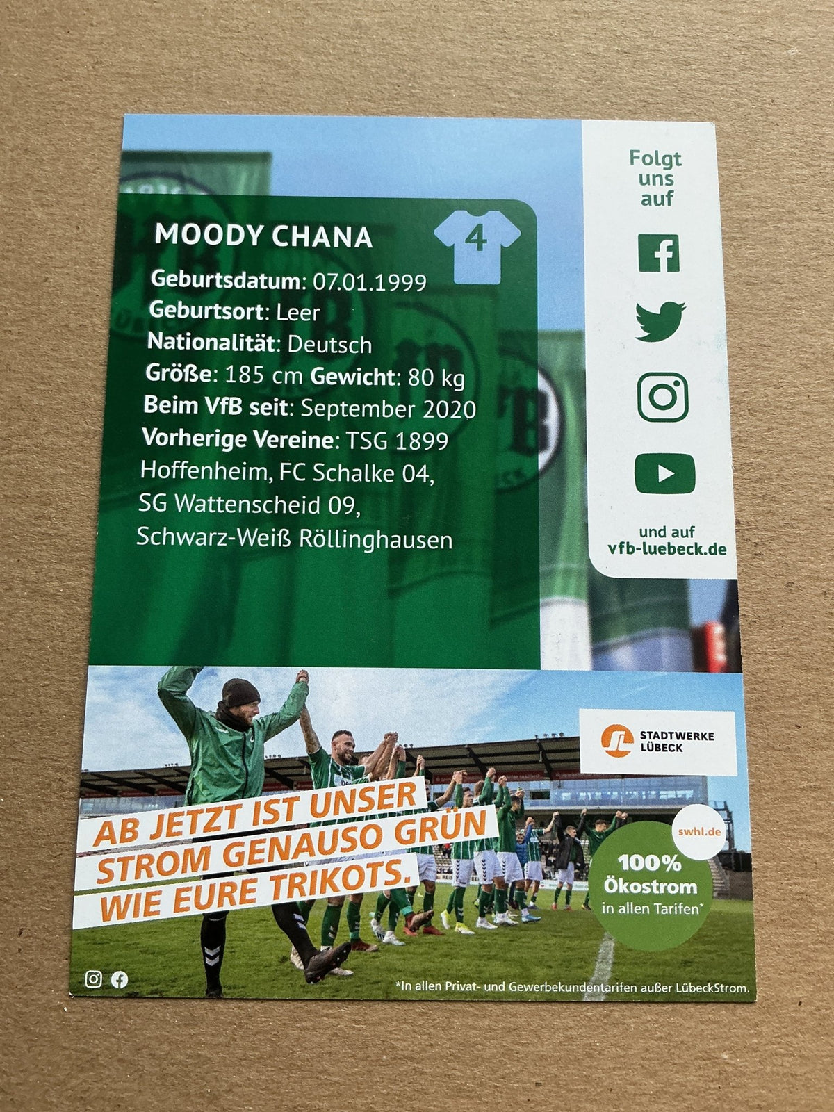 Moody Chana, Germany 🇩🇪 VfB Lübeck 2020/21 hand signed - Autographs-World