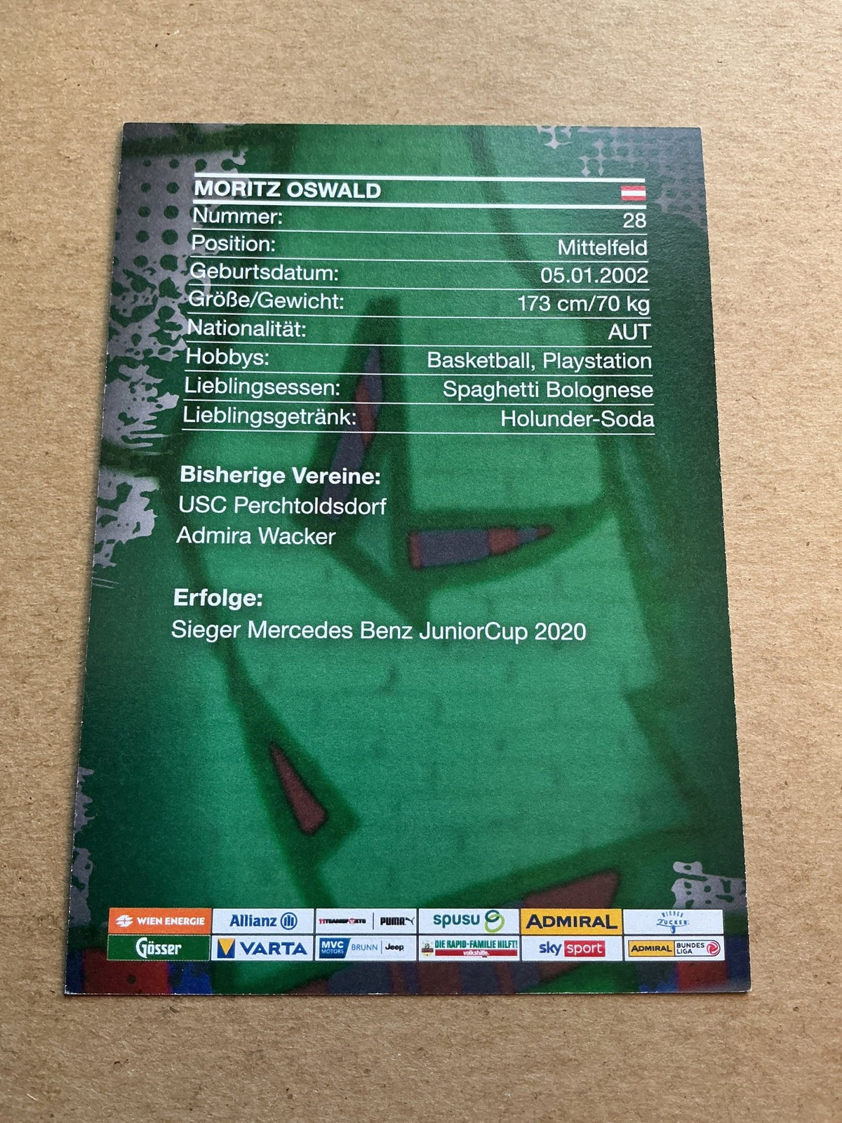 Moritz Oswald, Austria 🇦🇹 SK Rapid Wien 2023/24 hand signed - Autographs-World