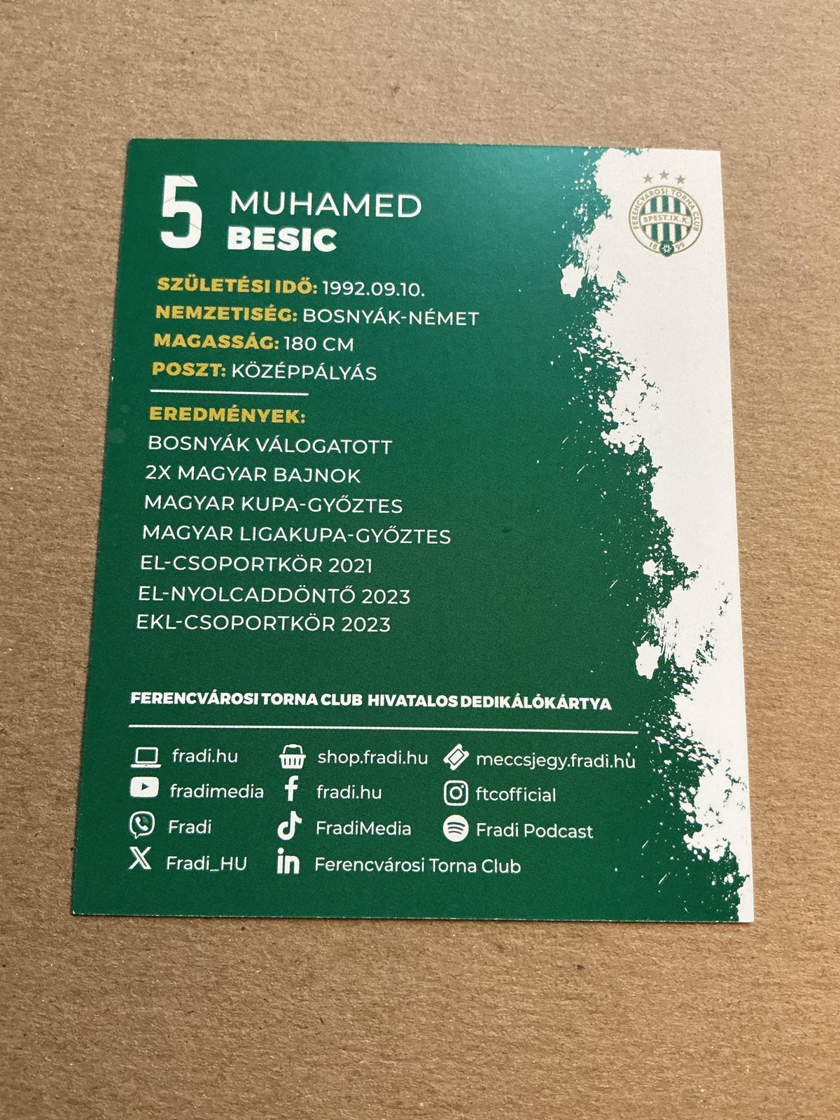 Muhamed Bešić, Bosnia 🇧🇦 Ferencváros TC 2023/24 hand signed - Autographs-World