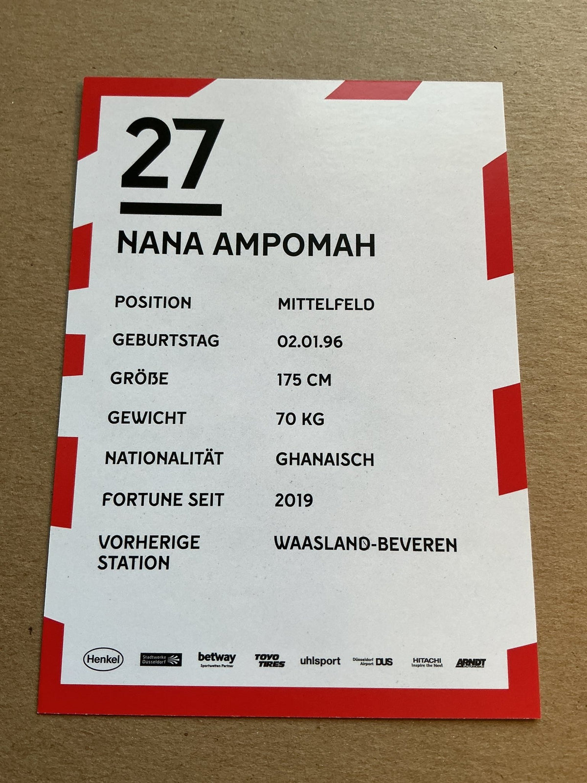 Nana Ampomah, Ghana 🇬🇭 Fortuna Düsseldorf 2019/20 hand signed - Autographs-World