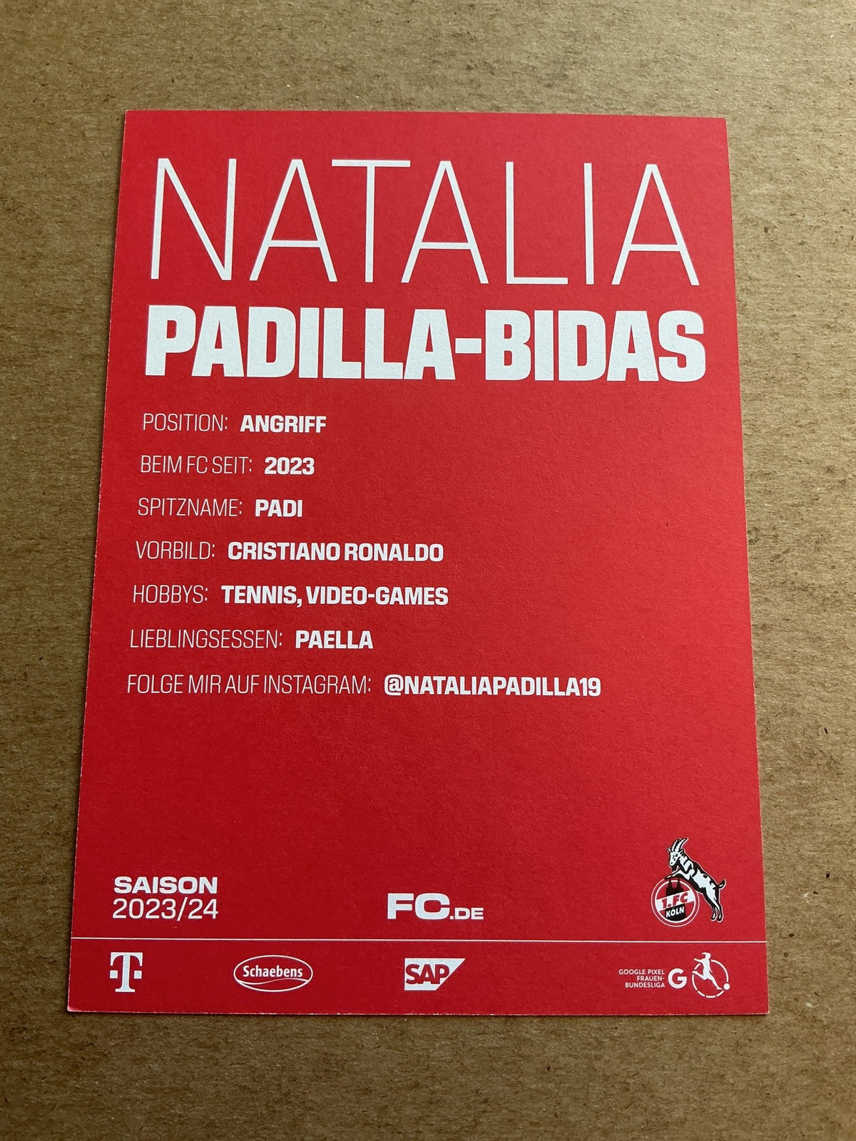 Natalia Pasilla-Bidas, Poland 🇵🇱 1.FC Köln 2023/24 hand signed - Autographs-World