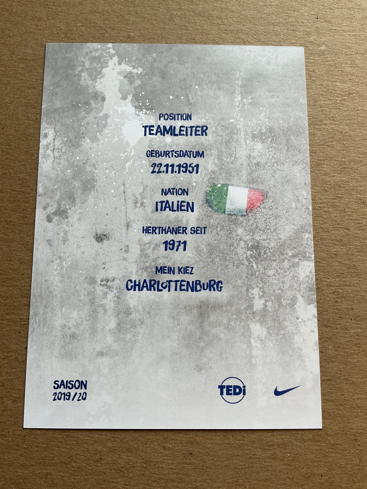 Nello di Martino, Italy 🇮🇹 Hertha BSC Berlin 2019/20 hand signed - Autographs-World