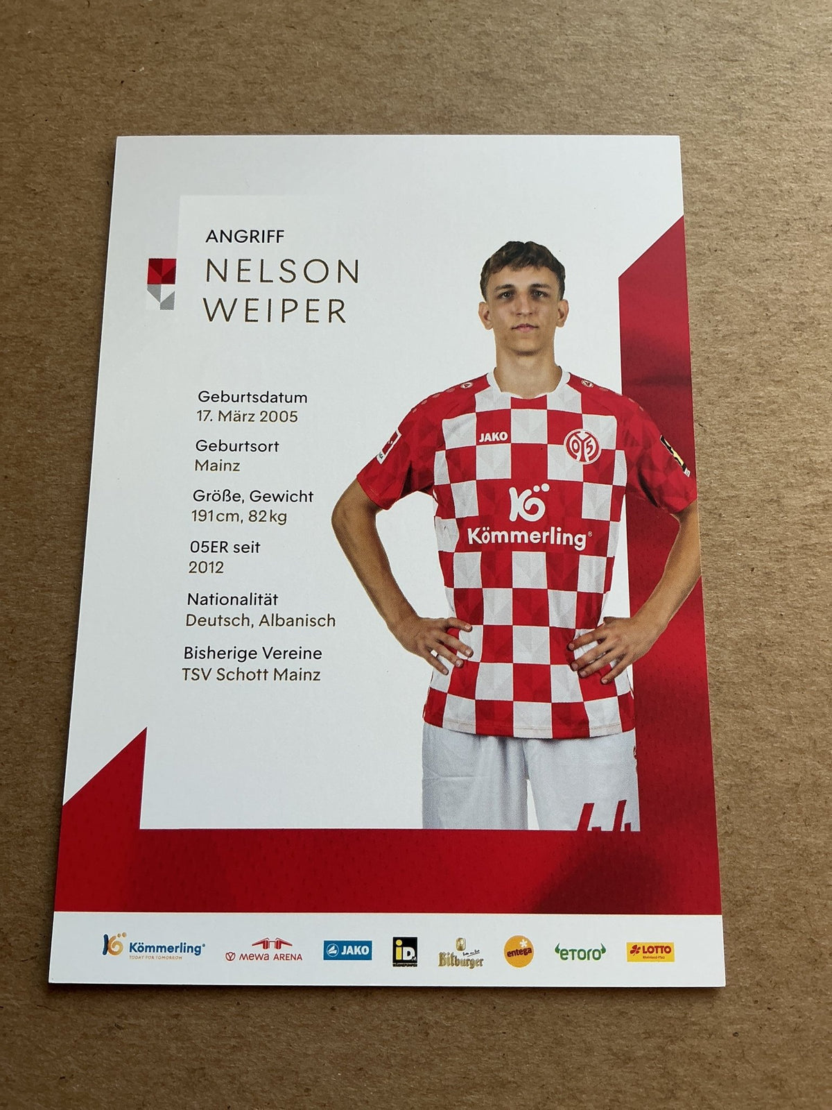 Nelson Weiper, Germany 🇩🇪 FSV Mainz 05 2023/24 hand signed - Autographs-World