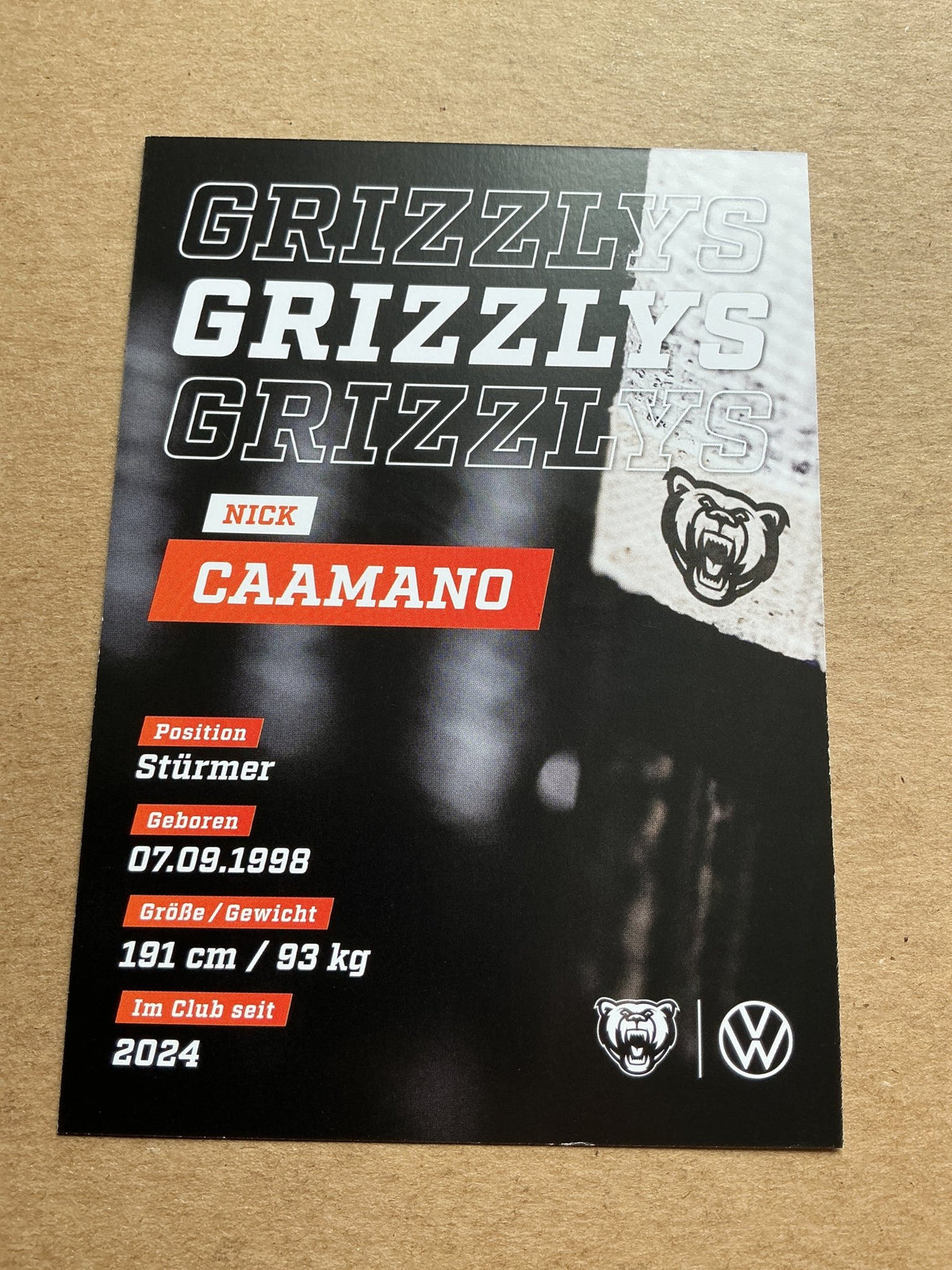 Nick Caamano, Canada 🇨🇦 Grizzlys Wolfsburg 2024/25 hand signed - Autographs-World
