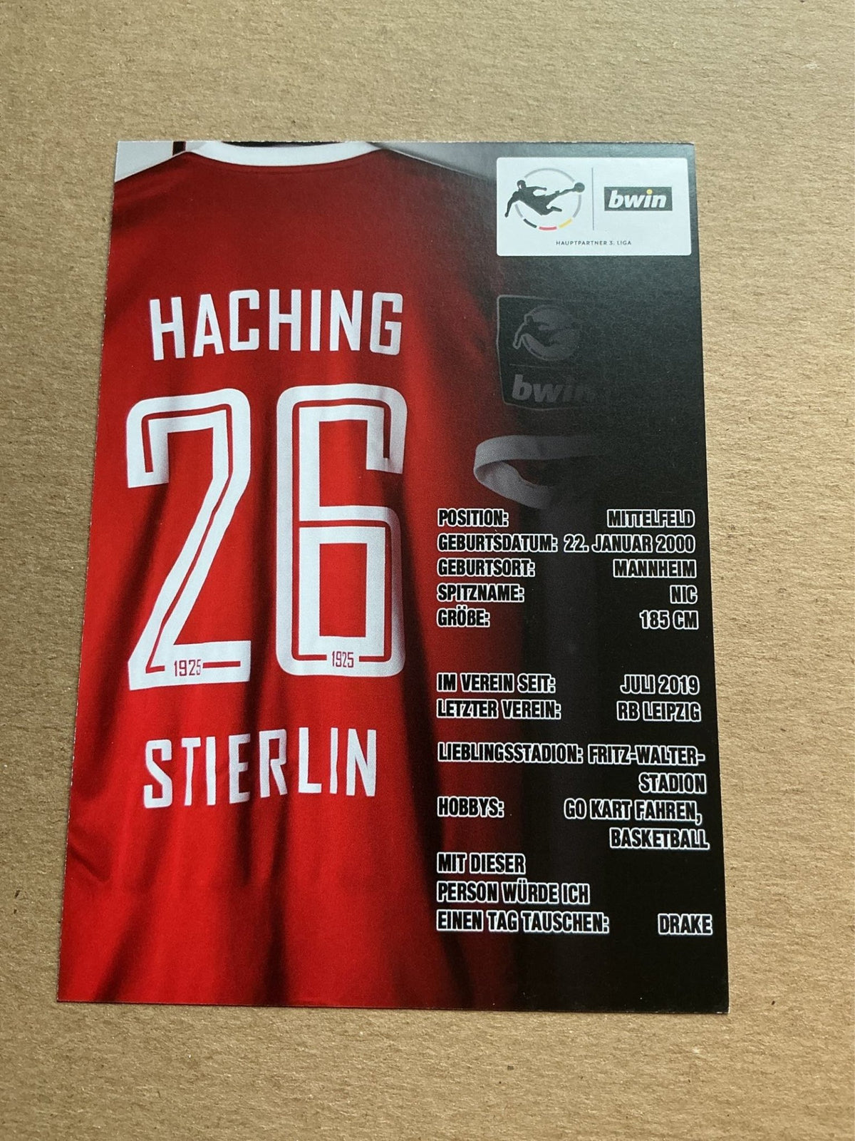 Niclas Stierlin, Germany 🇩🇪 SpVgg Unterhaching 2019/20 hand signed - Autographs-World