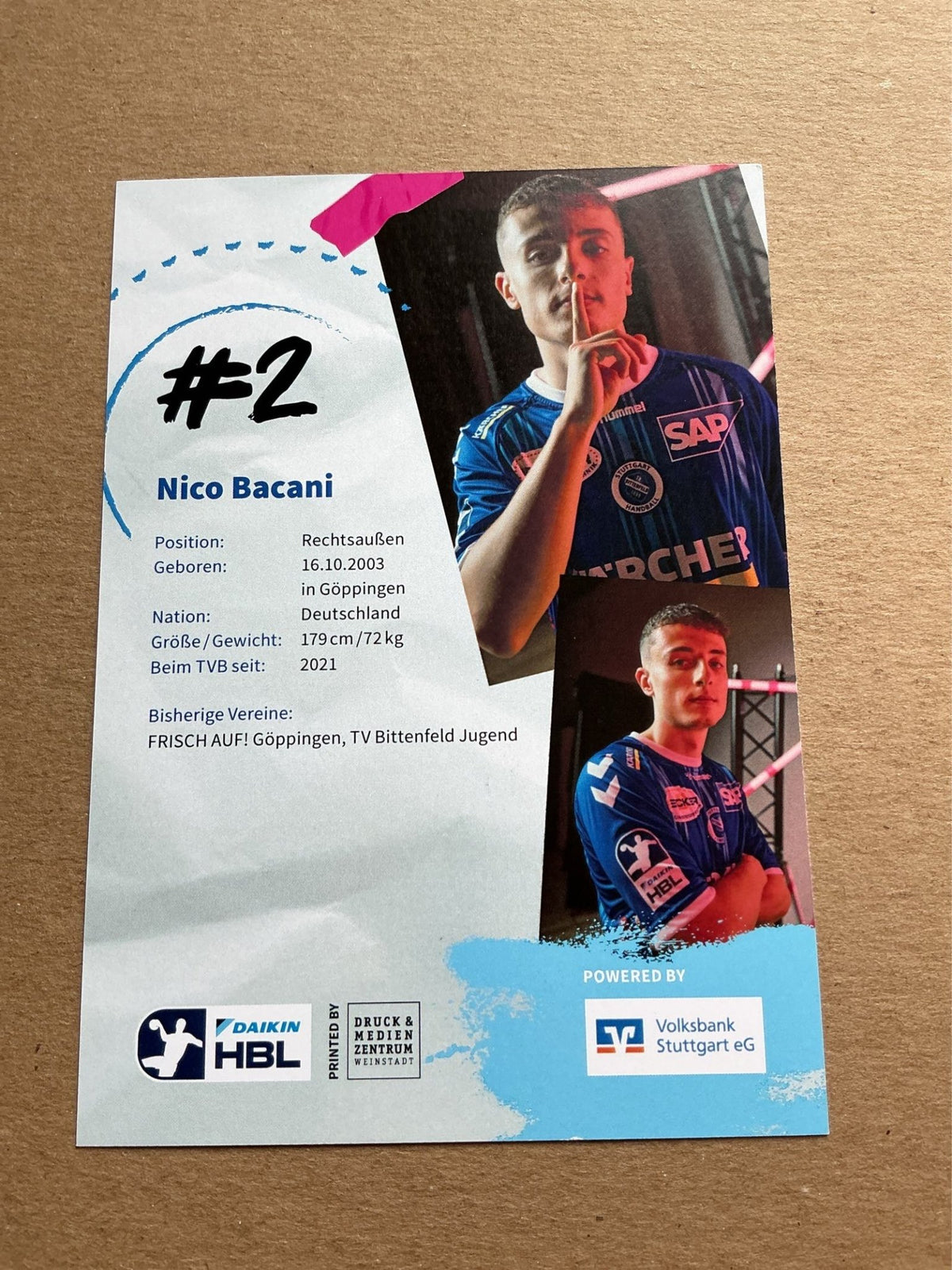 Nico Bacani, Germany 🇩🇪 TVB 1898 Stuttgart 2024/25 hand signed - Autographs-World