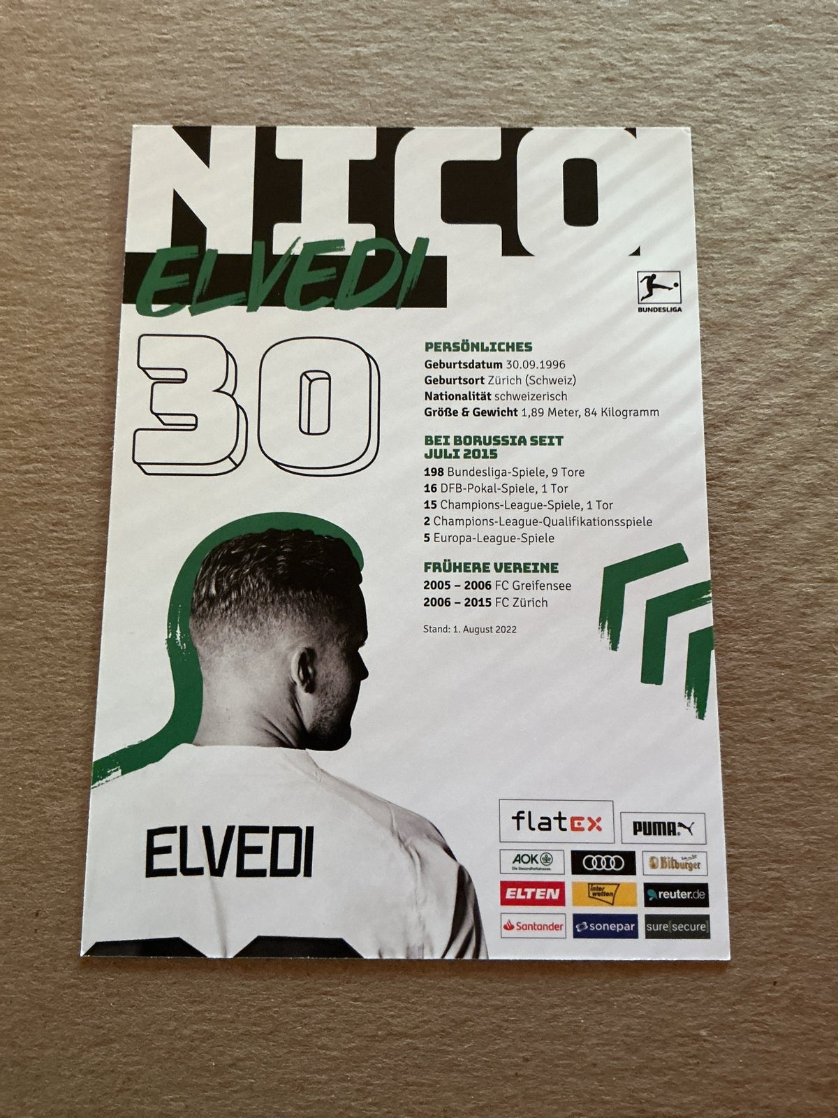 Nico Elvedi, Switzerland 🇨🇭 Borussia Mönchengladbach 2022/23 hand signed - Autographs-World