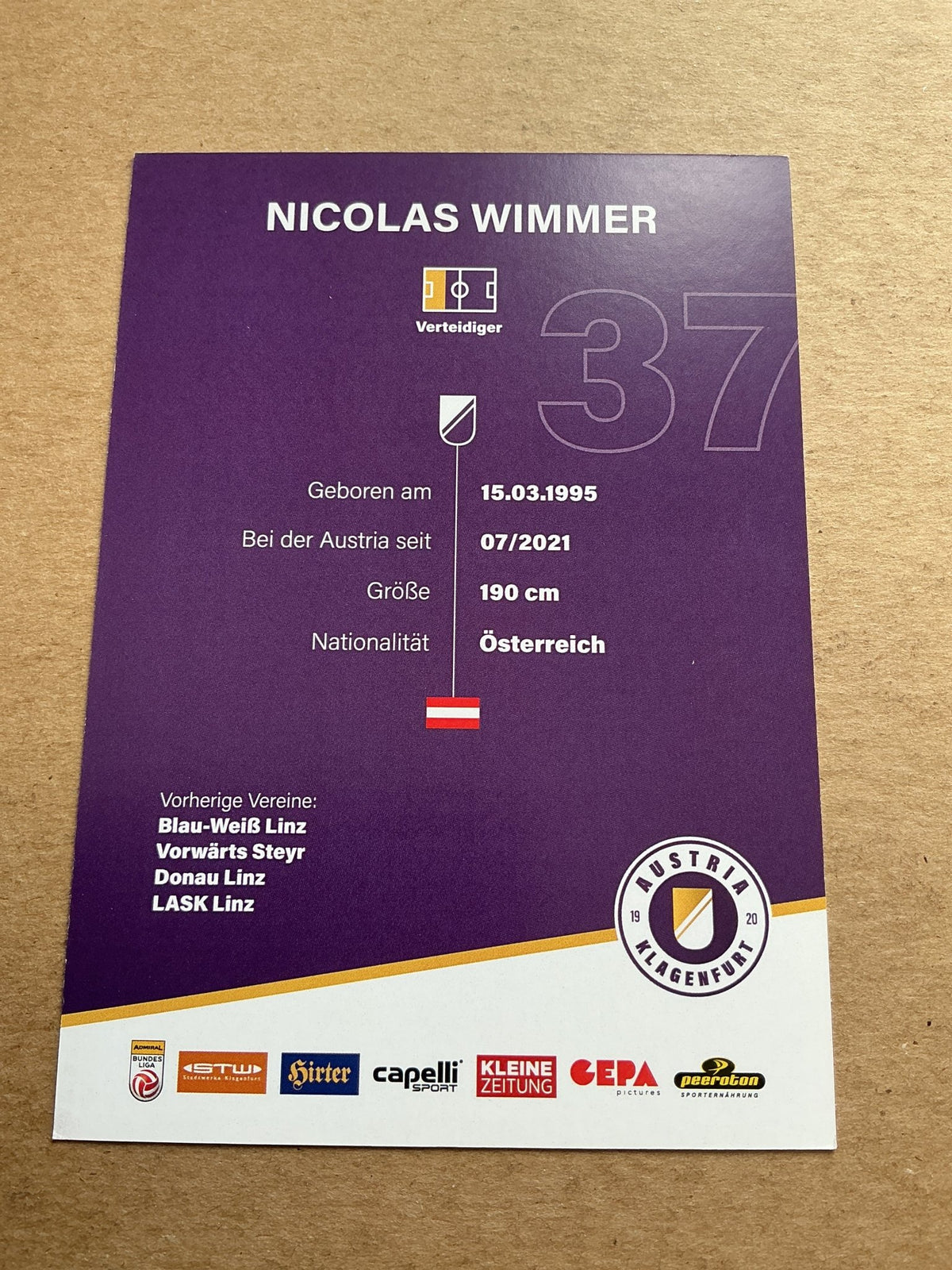 Nicolas Wimmer, Austria 🇦🇹 Austria Klagenfurt 2023/24 hand signed - Autographs-World