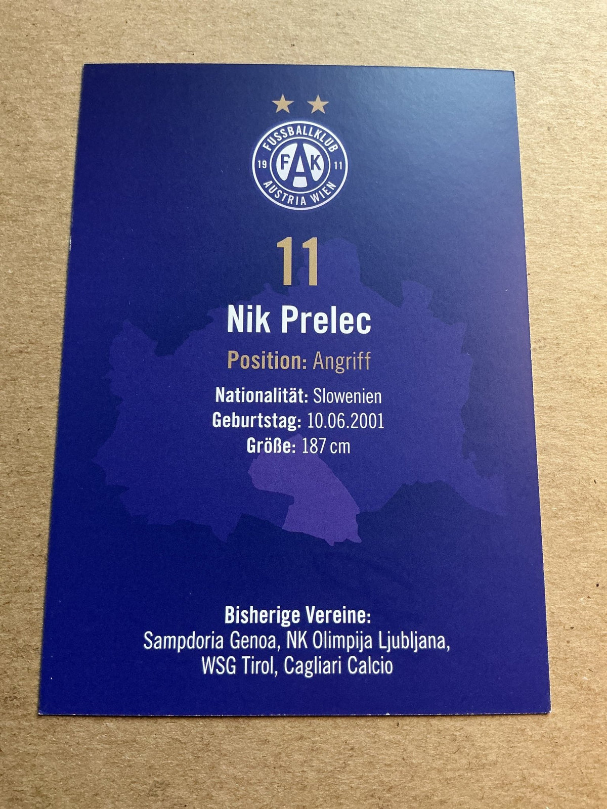 Nik Prelec, Slovenia 🇸🇮 Austria Wien 2024/25 hand signed - Autographs-World
