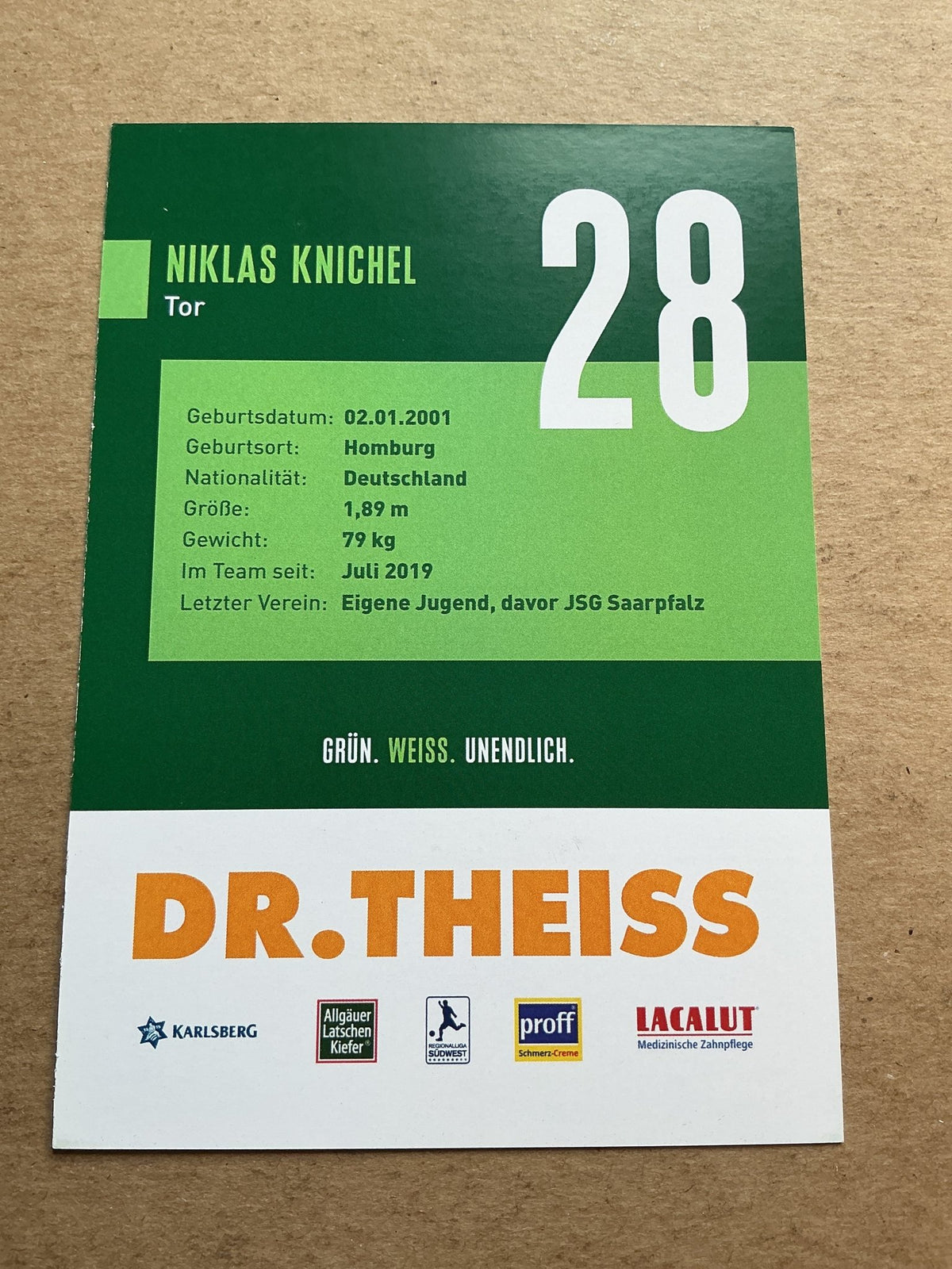 Niklas Knichel, Germany 🇩🇪 FC Homburg 2021/22 hand signed - Autographs-World