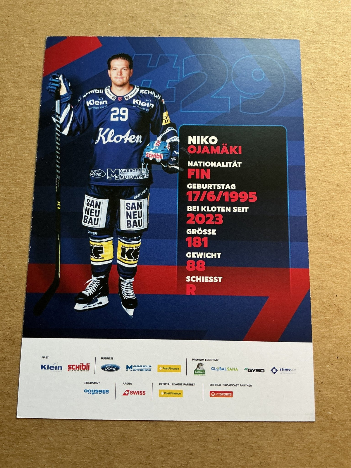 Niko Ojamäki, Finland 🇫🇮 EHC Kloten 2024/25 hand signed - Autographs-World