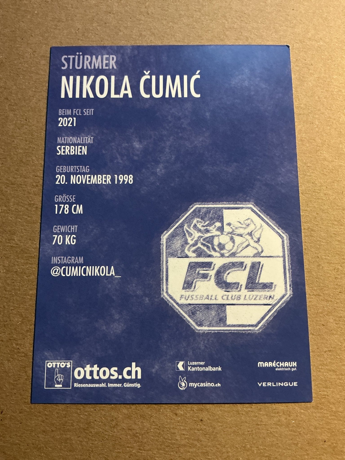 Nikola Čumić, Serbia 🇷🇸 FC Luzern 2021/22 hand signed - Autographs-World