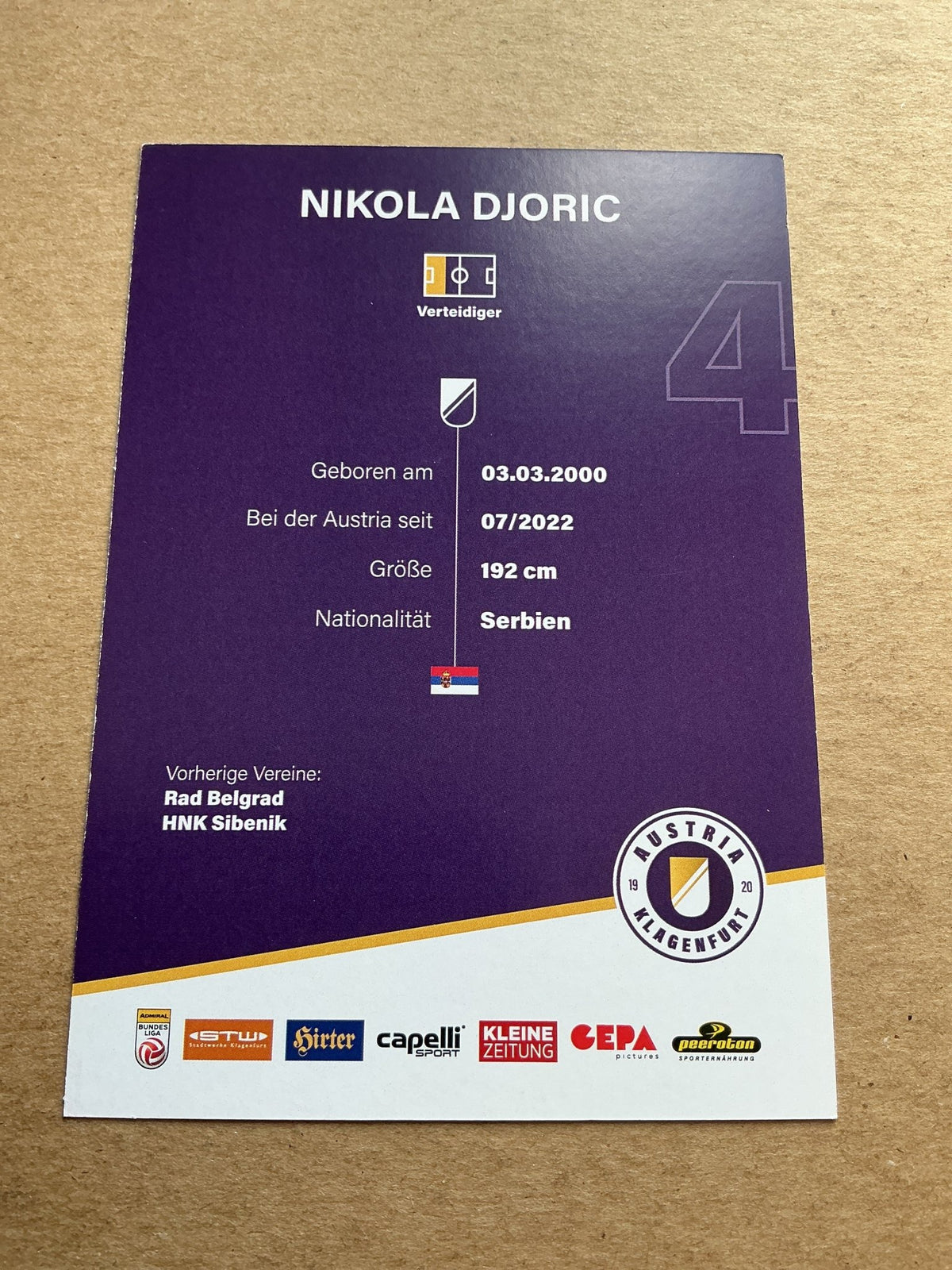 Nikola Djoric, Serbia 🇷🇸 Austria Klagenfurt 2023/24 hand signed - Autographs-World