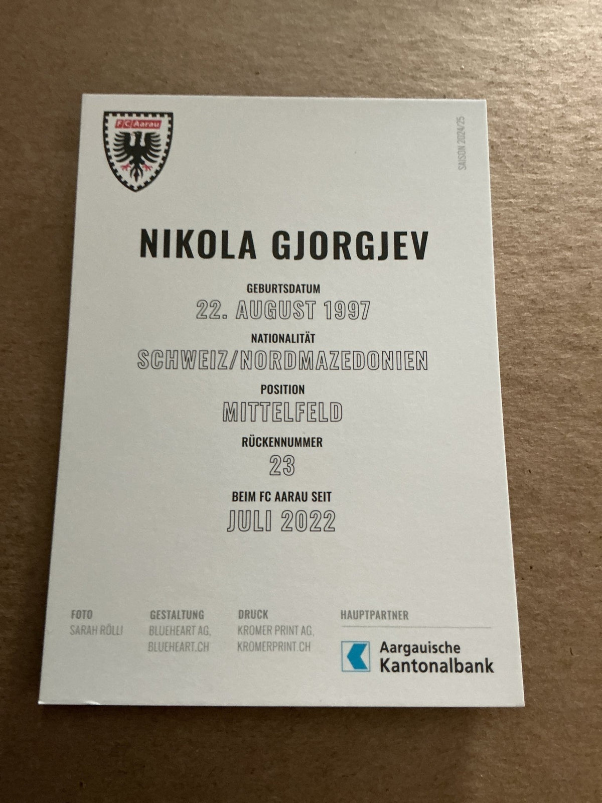 Nikola Gjorgjev, Switzerland 🇨🇠FC Aarau 2024/25 hand signed - Autographs-World