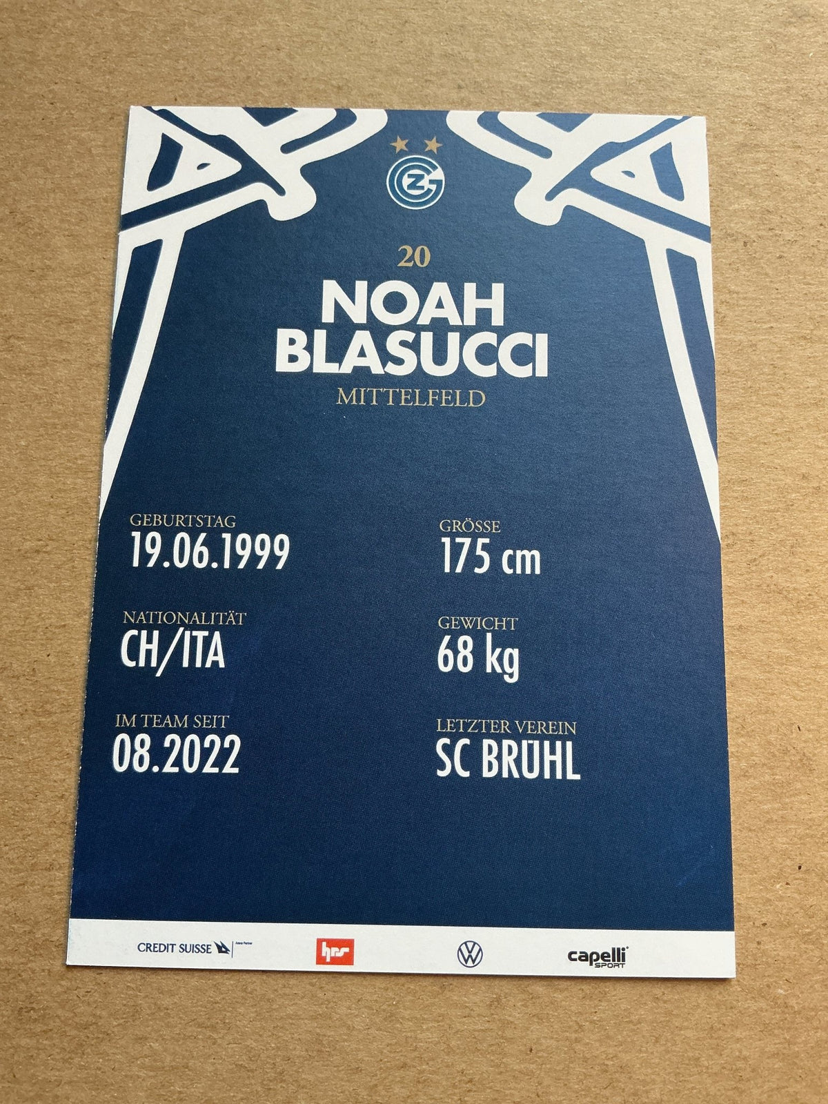 Noah Blasucci, Switzerland 🇨🇭 Grasshopper Club Zürich 2023/24 hand signed - Autographs-World