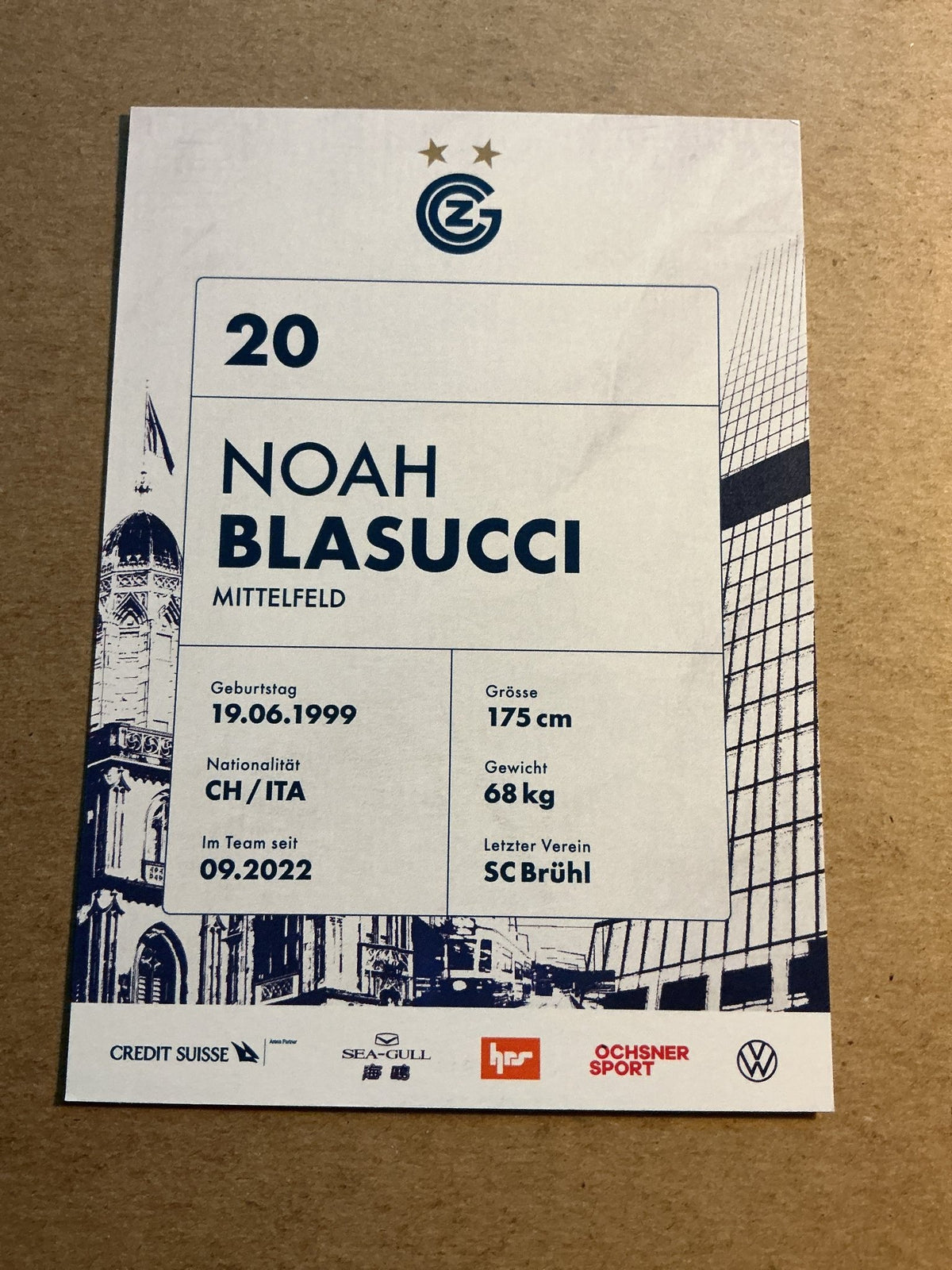 Noah Blasucci, Switzerland 🇨🇭 Grasshopper Zürich 2022/23 hand signed - Autographs-World