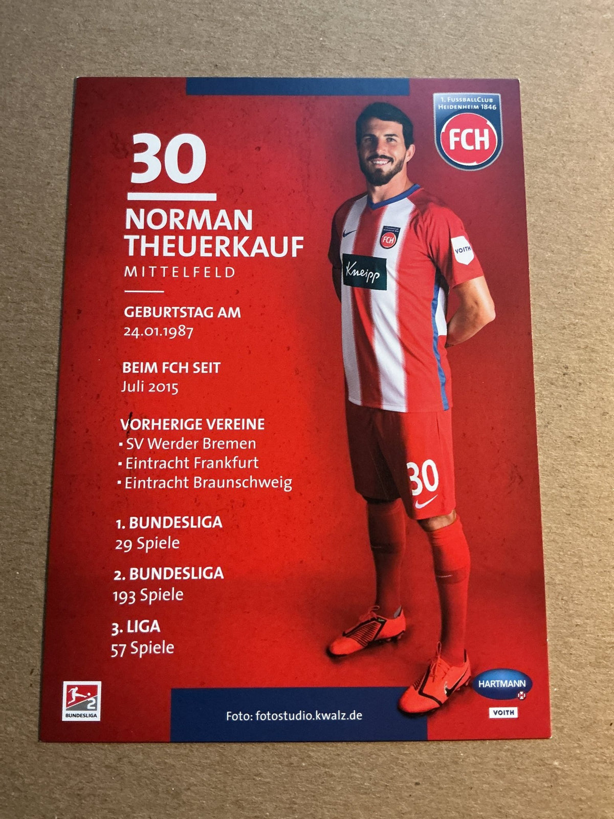 Norman Theuerkauf, Germany 🇩🇪 1.FC Heidenheim 2019/20 hand signed - Autographs-World