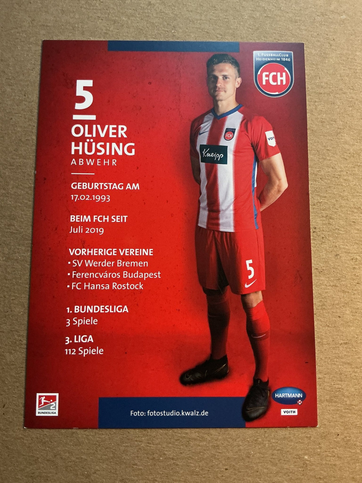 Oliver Hüsing, Germany 🇩🇪 1.FC Heidenheim 2019/20 hand signed - Autographs-World