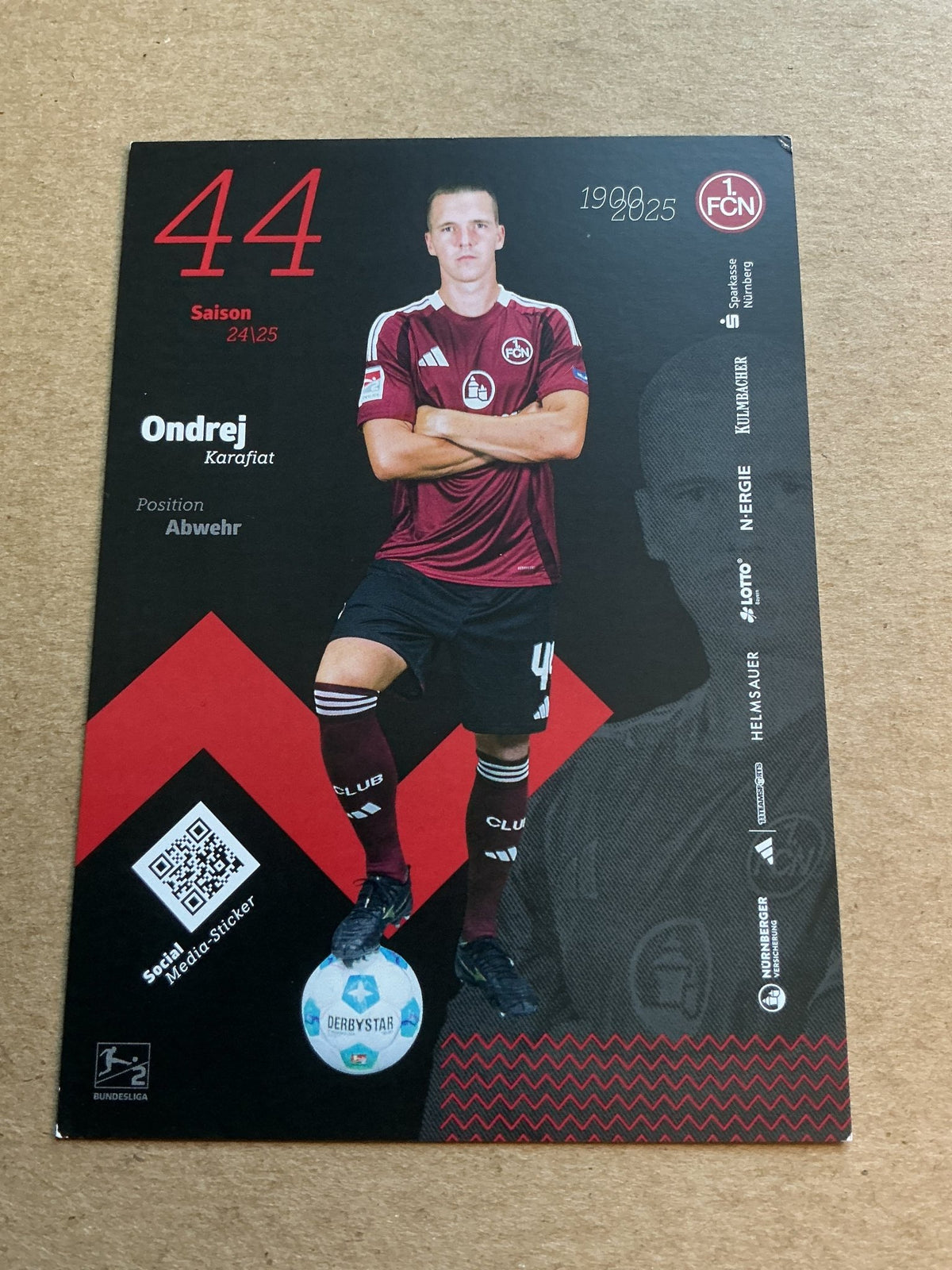 Ondrej Karafiat, Czech Republic 🇨🇿 1.FC Nürnberg 2024/25 hand signed - Autographs-World