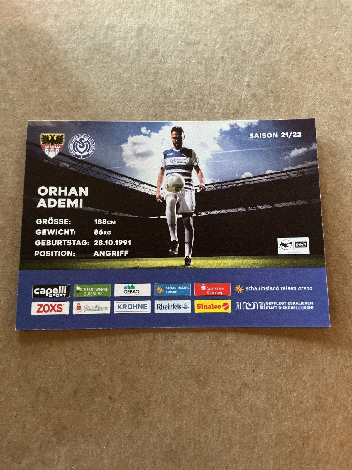 Orhan Ademi, Switzerland 🇨🇠MSV Duisburg 2021/22 hand signed - Autographs-World
