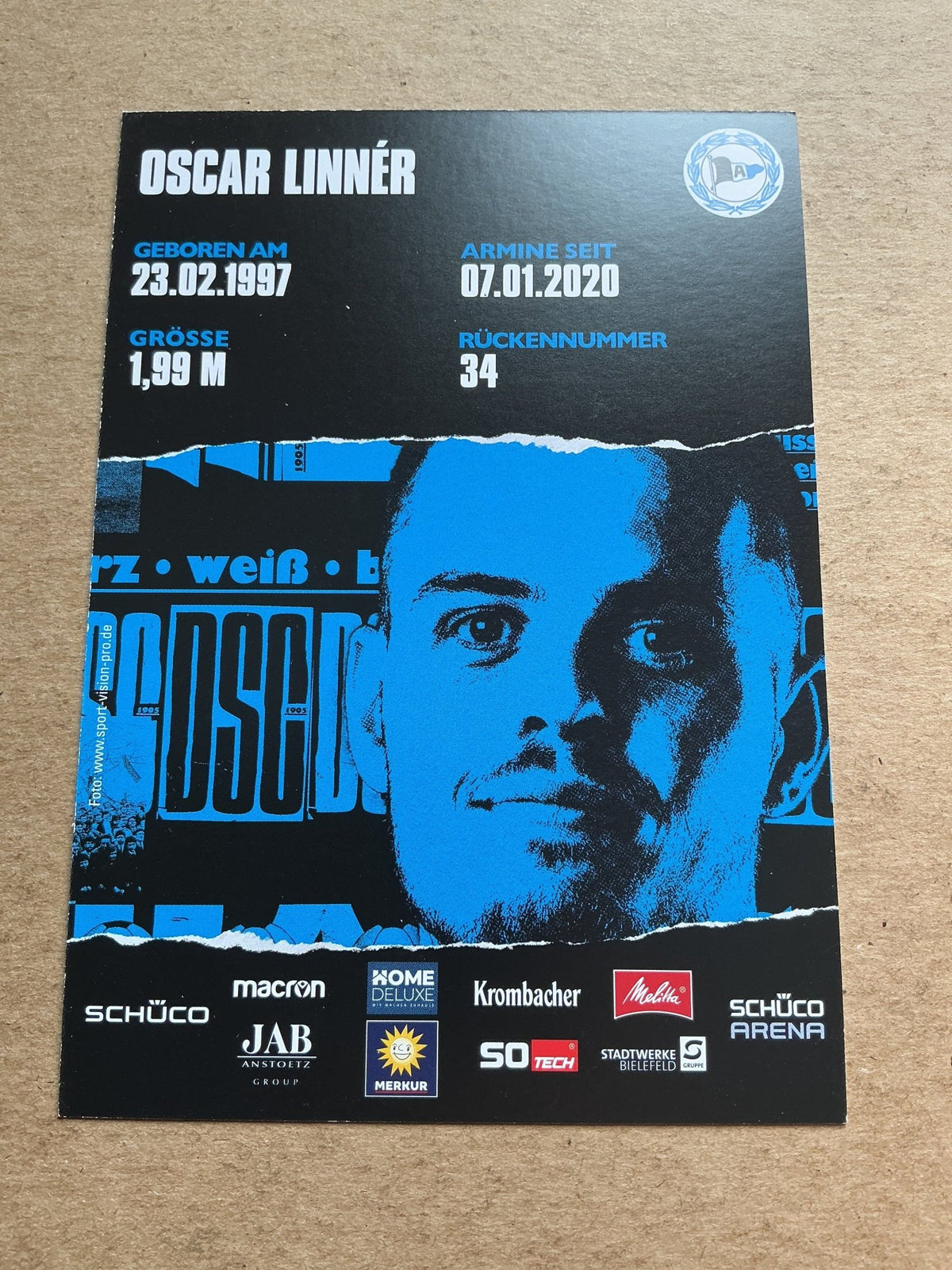 Oscar Linnér, Sweden 🇸🇪 Arminia Bielefeld 2020/21 hand signed - Autographs-World