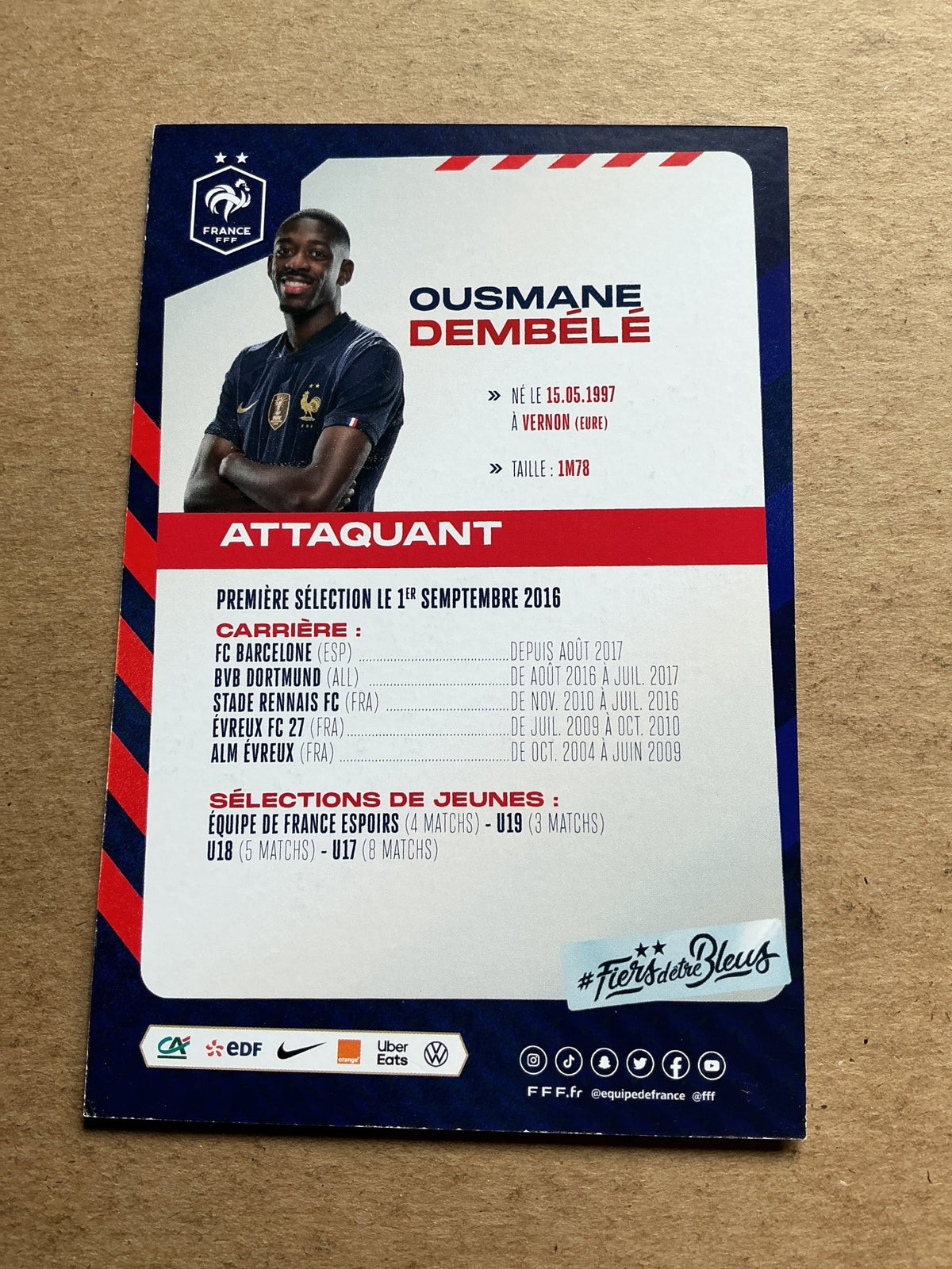 Ousmane Dembélé, France 🇫🇷 FIFA World Cup 2022 hand signed - Autographs-World
