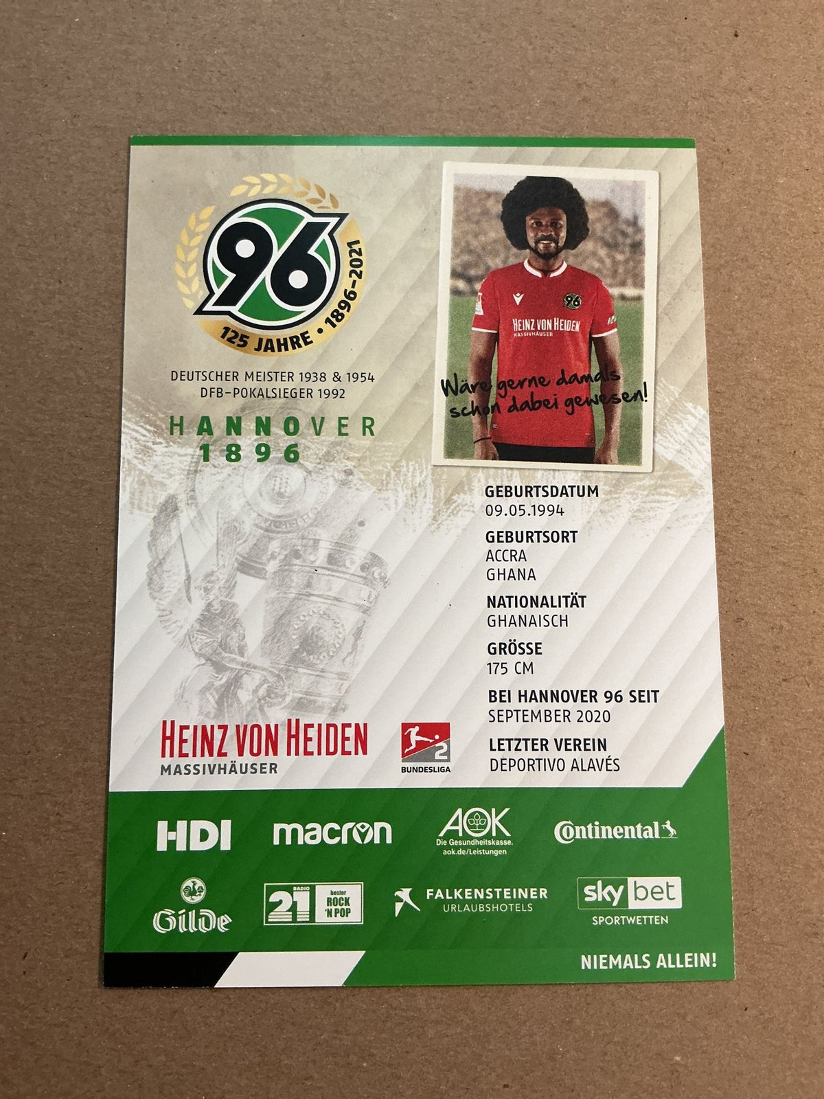 Patrick Twumasi, Ghana 🇬🇠Hannover 96 2020/21 hand signed - Autographs-World
