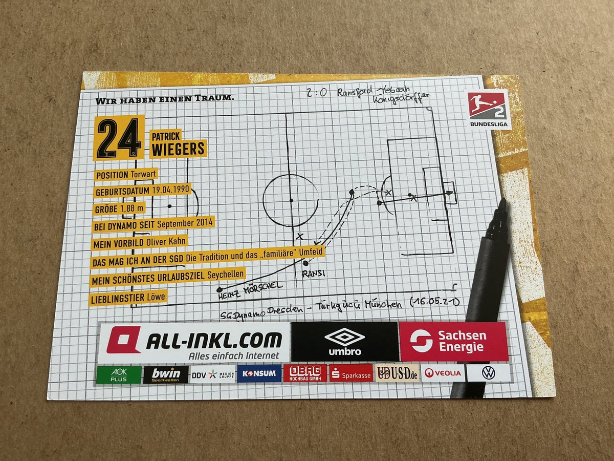Patrick Wiegers, Germany 🇩🇪 Dynamo Dresden 2021/22 hand signed - Autographs-World