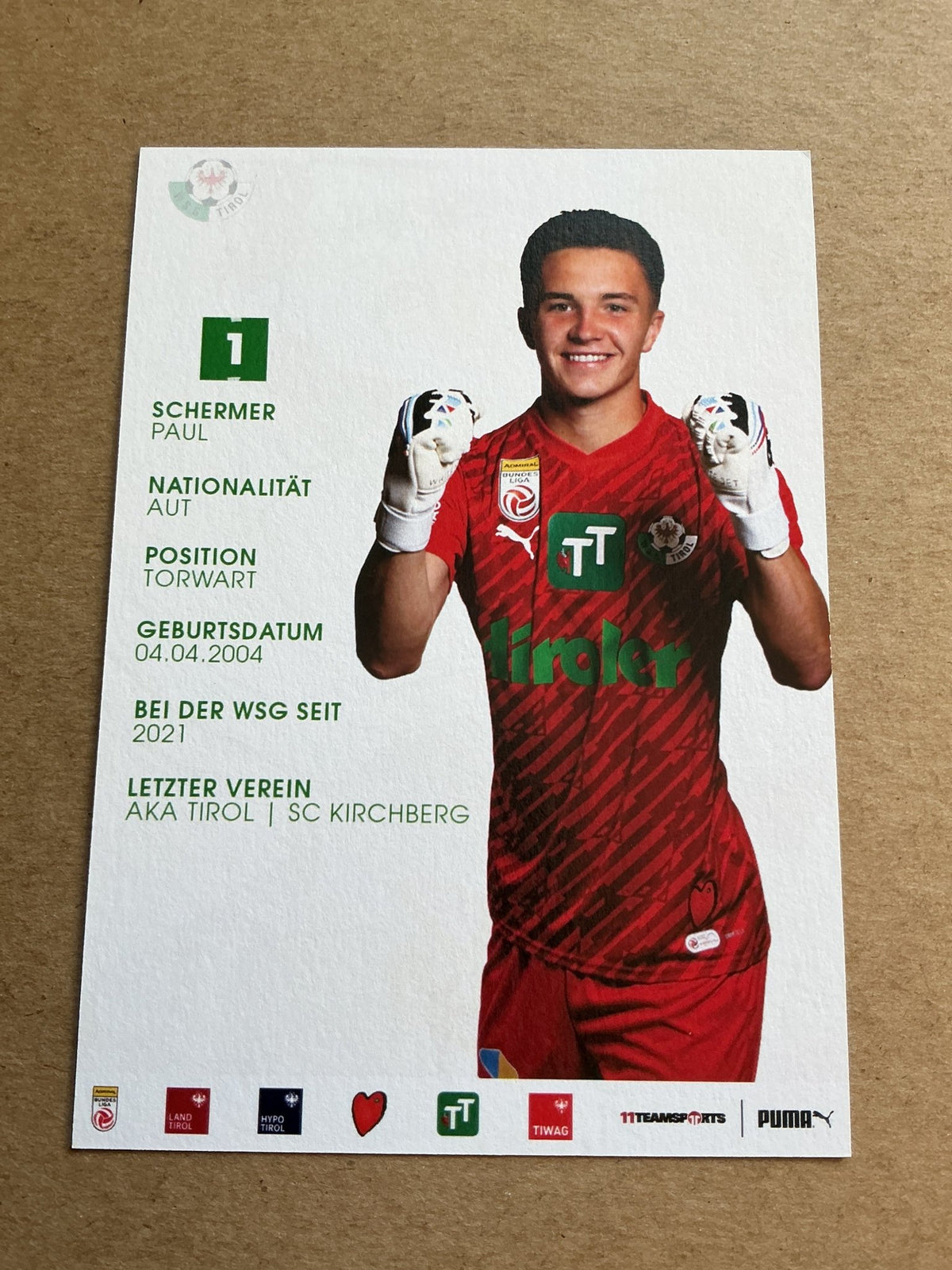 Paul Schermer, Austria 🇦🇹 WSG Tirol 2023/24 hand signed - Autographs-World