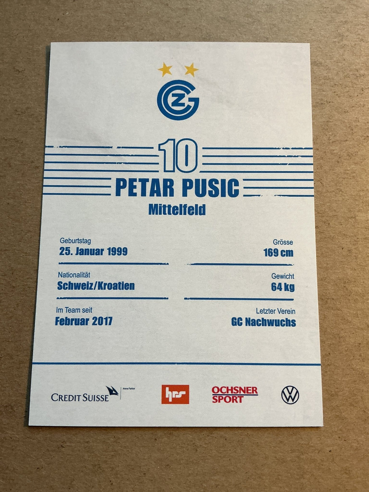 Petar Pusic, Croatia 🇭🇷 Grasshopper Club Zürich 2021/22 hand signed - Autographs-World