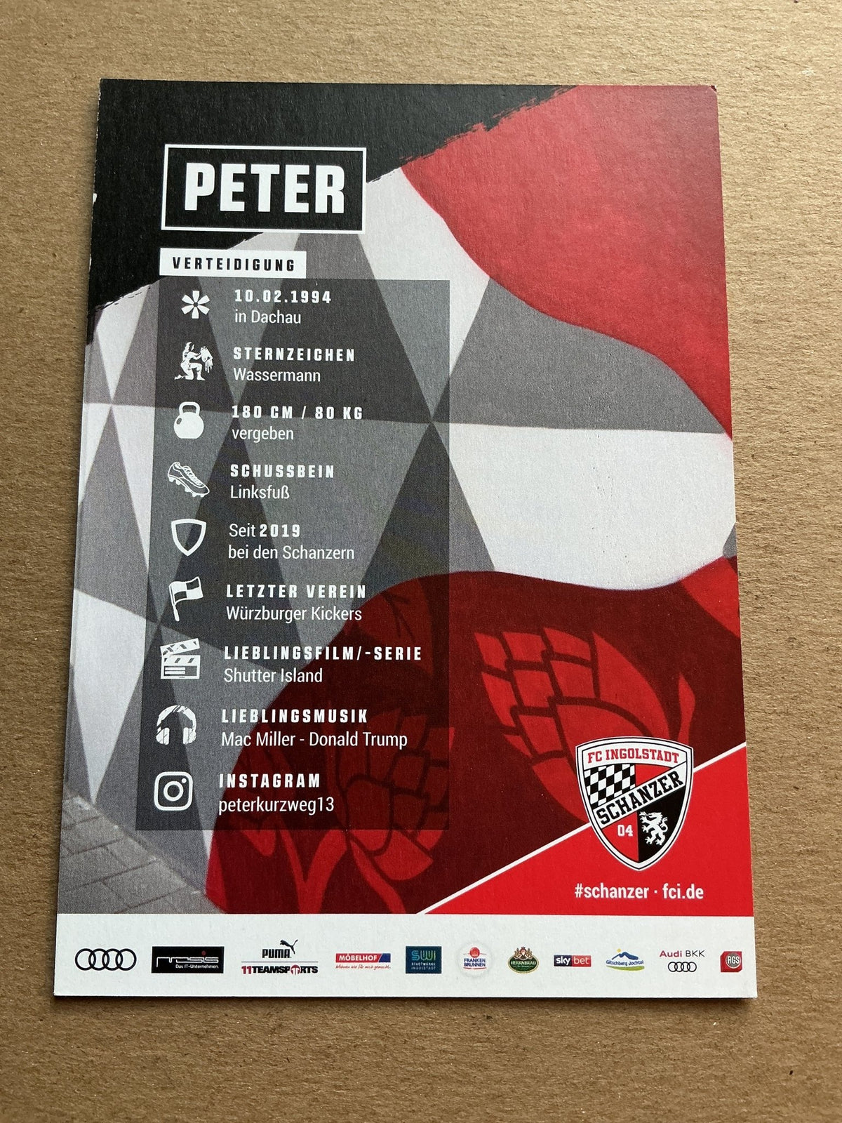 Peter Kurzweg, Germany 🇩🇪 FC Ingolstadt 04 2020/21 hand signed - Autographs-World