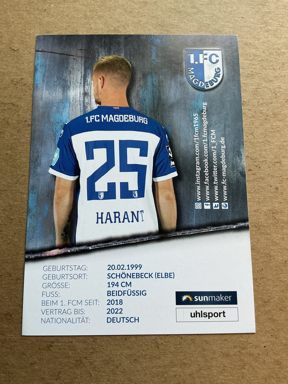 Philipp Harant, Germany 🇩🇪 1.FC Magdeburg 2020/21 hand signed - Autographs-World