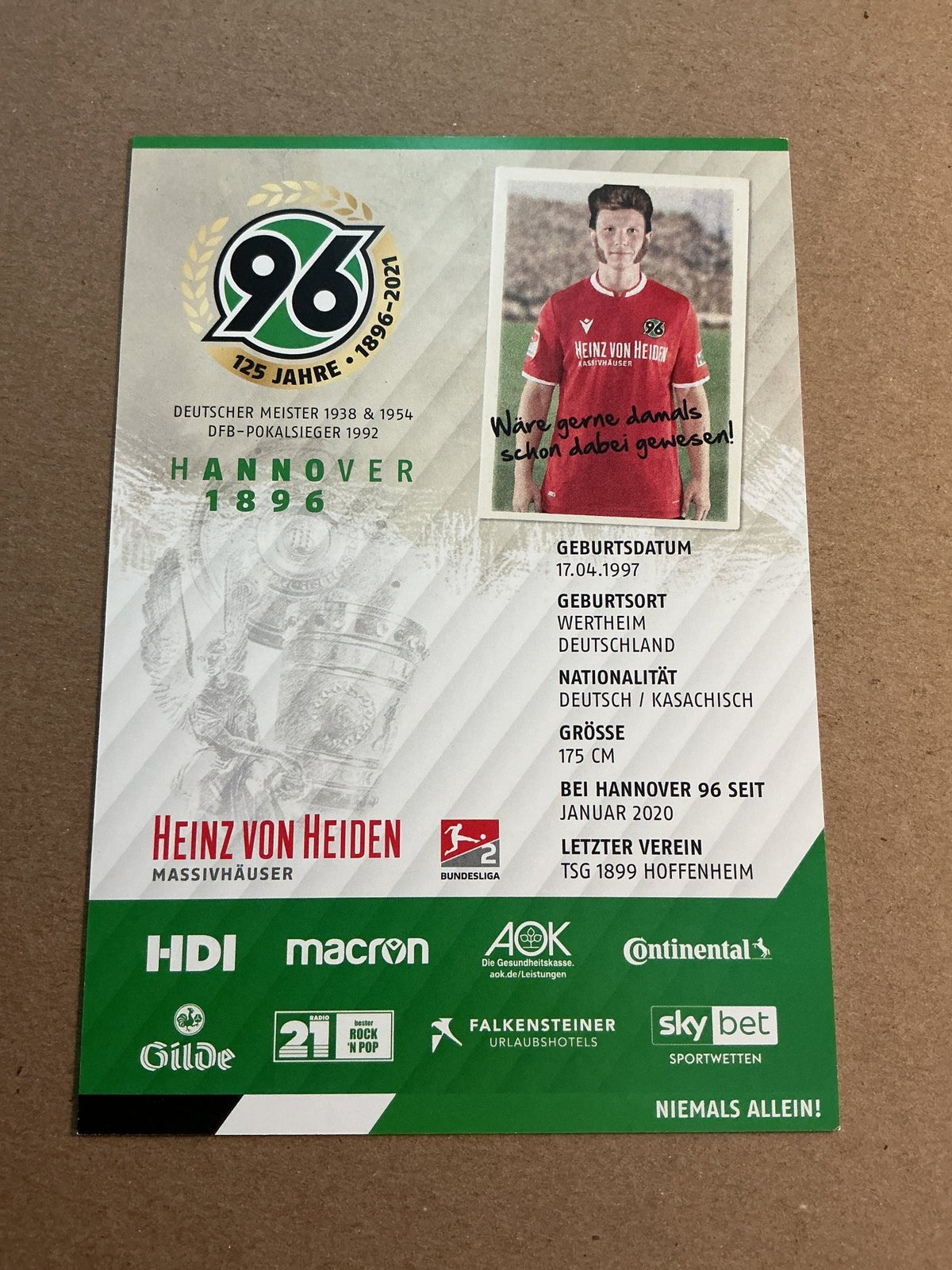 Philipp Ochs, Germany 🇩🇪 Hannover 96 2020/21 hand signed - Autographs-World