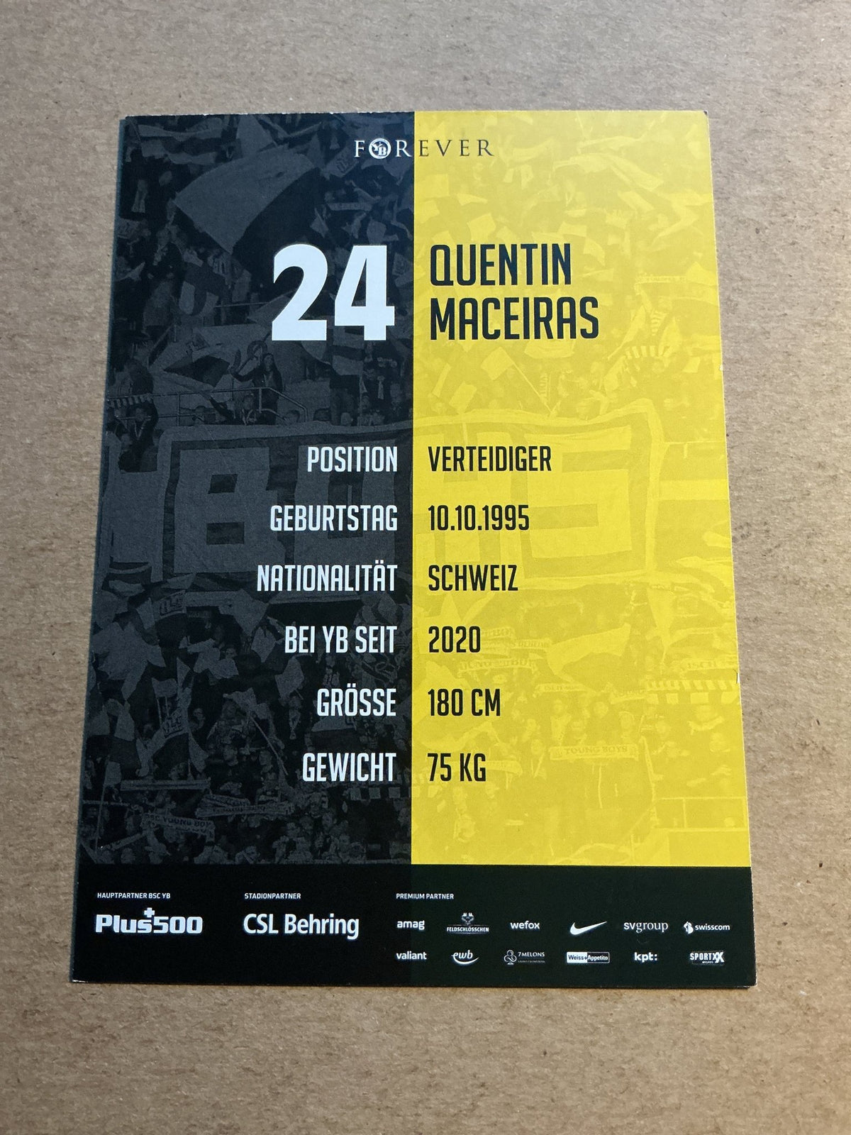 Quentin Maceiras, Switzerland π¨π BSC Young Boys 2021/22 hand signed - Autographs-World
