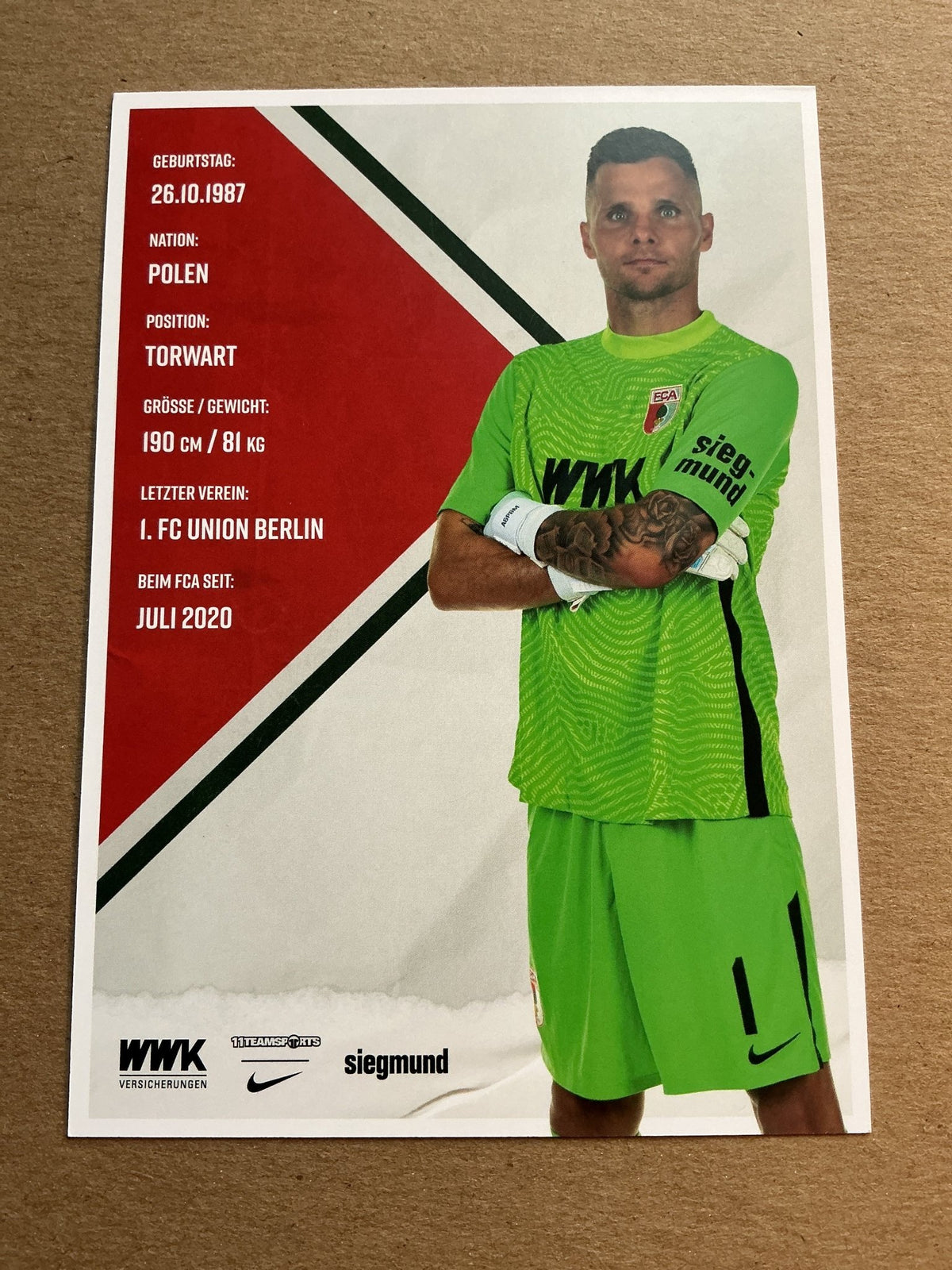 Rafał Gikiewicz, Poland 🇵🇱 FC Augsburg 2021/22 hand signed - Autographs-World