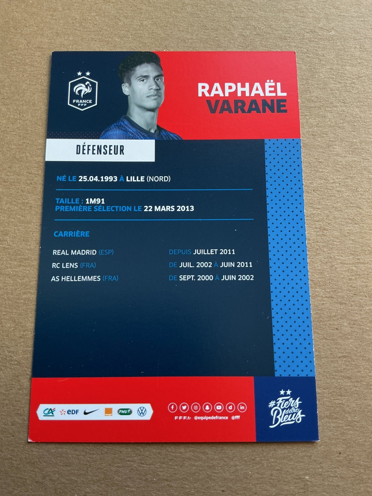 Raphael Varane, France 🇫🇷 UEFA Euro Cup 2020 hand signed - Autographs-World